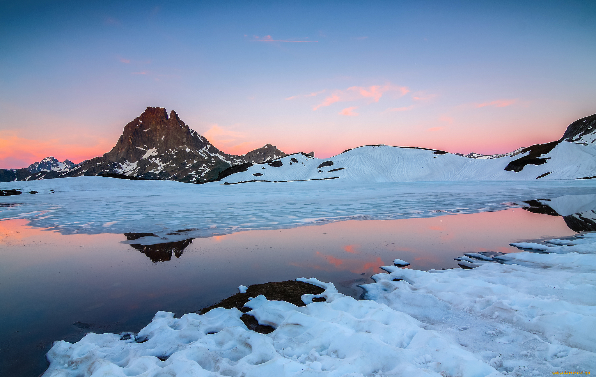природа, реки, озера, пейзаж, отражение, озеро, горы, igor, galarza, облака, закат, небо
