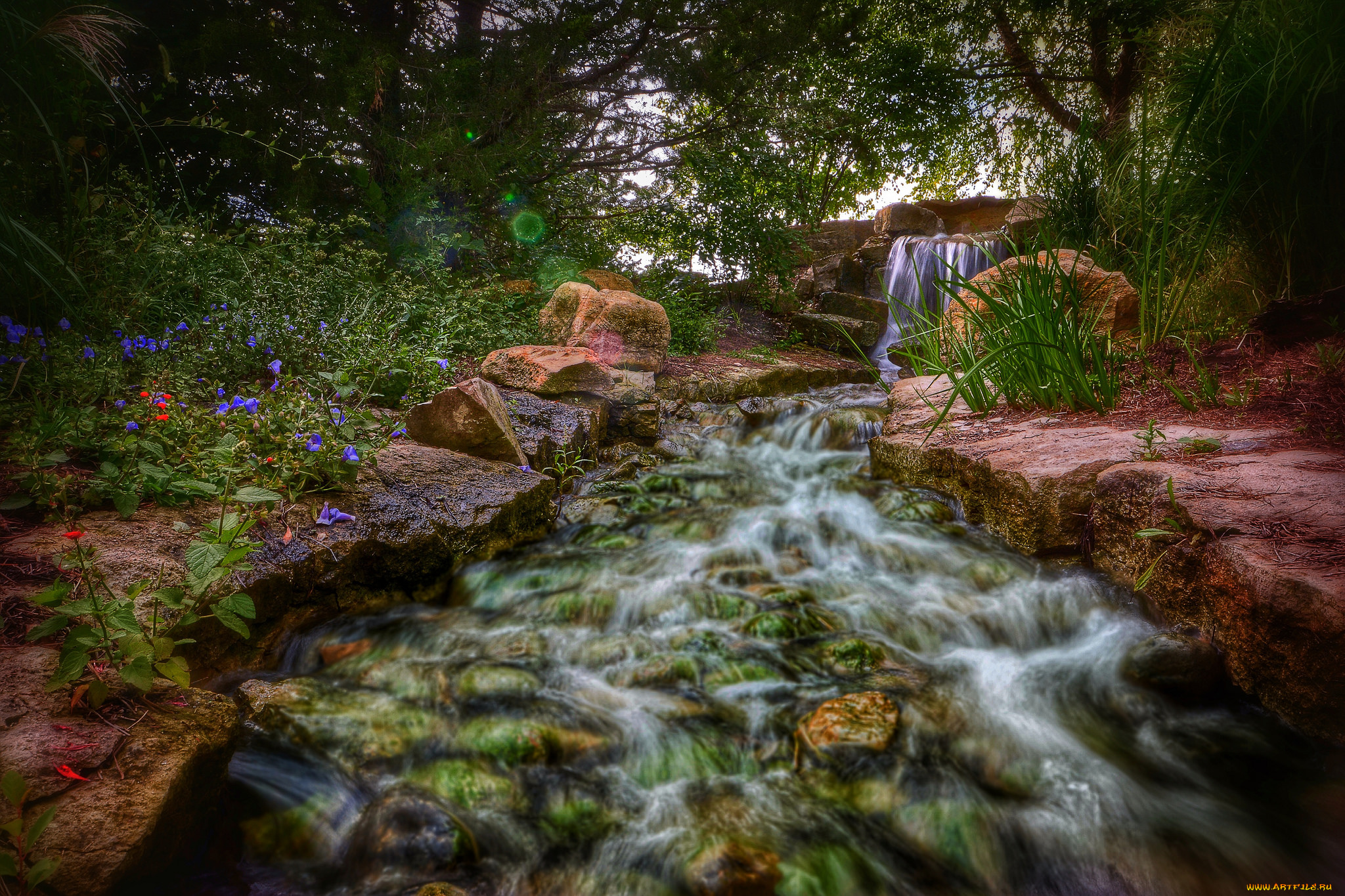 природа, водопады, лес, водопад, река