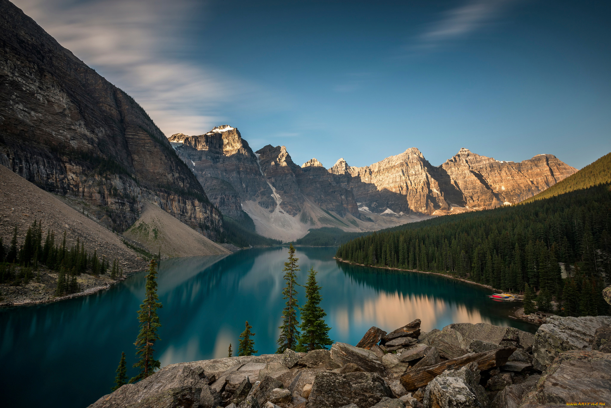 природа, реки, озера, канада, alberta, moraine, lake