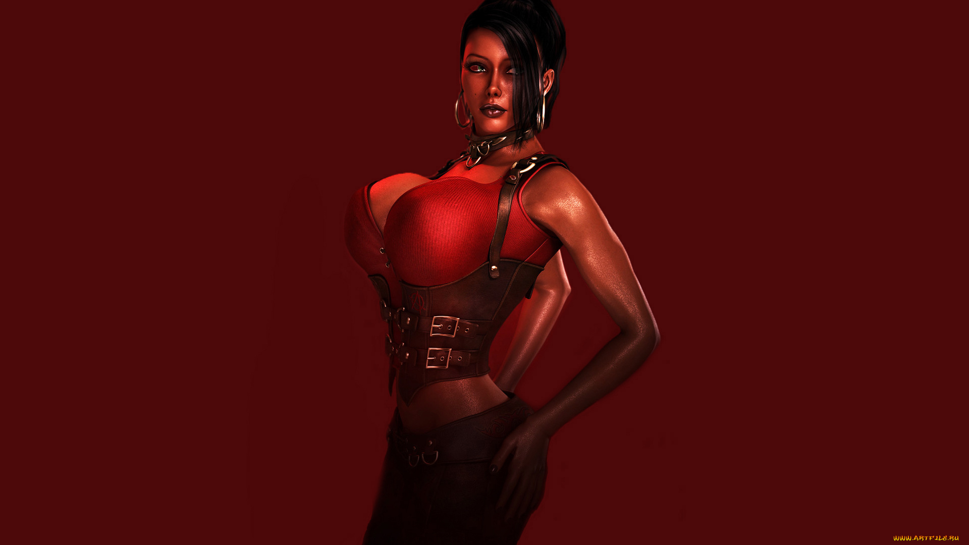 3д, графика, фантазия, , fantasy, кожа, взгляд, фон, униформа, девушка