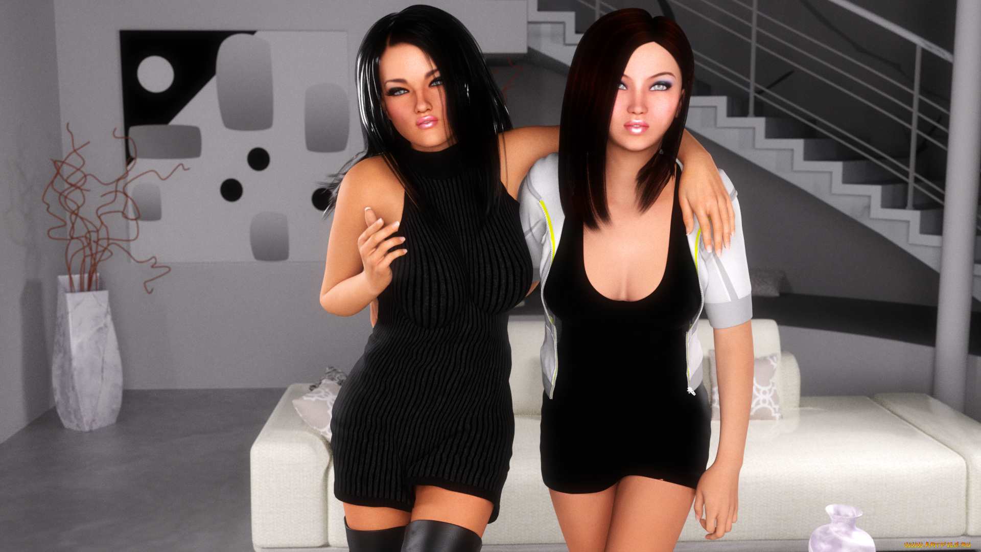 3д, графика, люди, , people, фон, взгляд, девушки