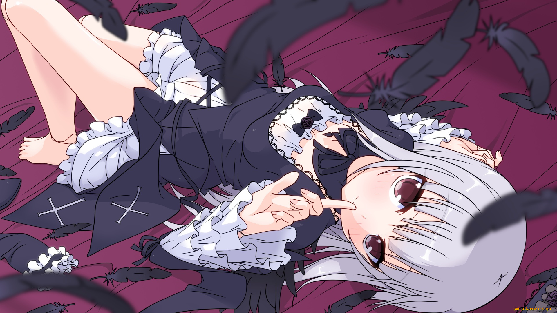 аниме, rozen, maiden, арт, k10k, suigintou, rozen, maiden, девушка, перья