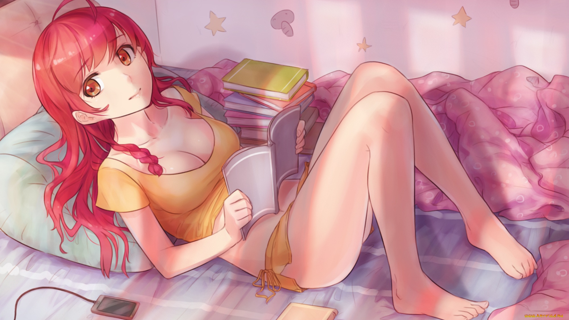 аниме, unknown, , другое, девушка, взгляд, фон