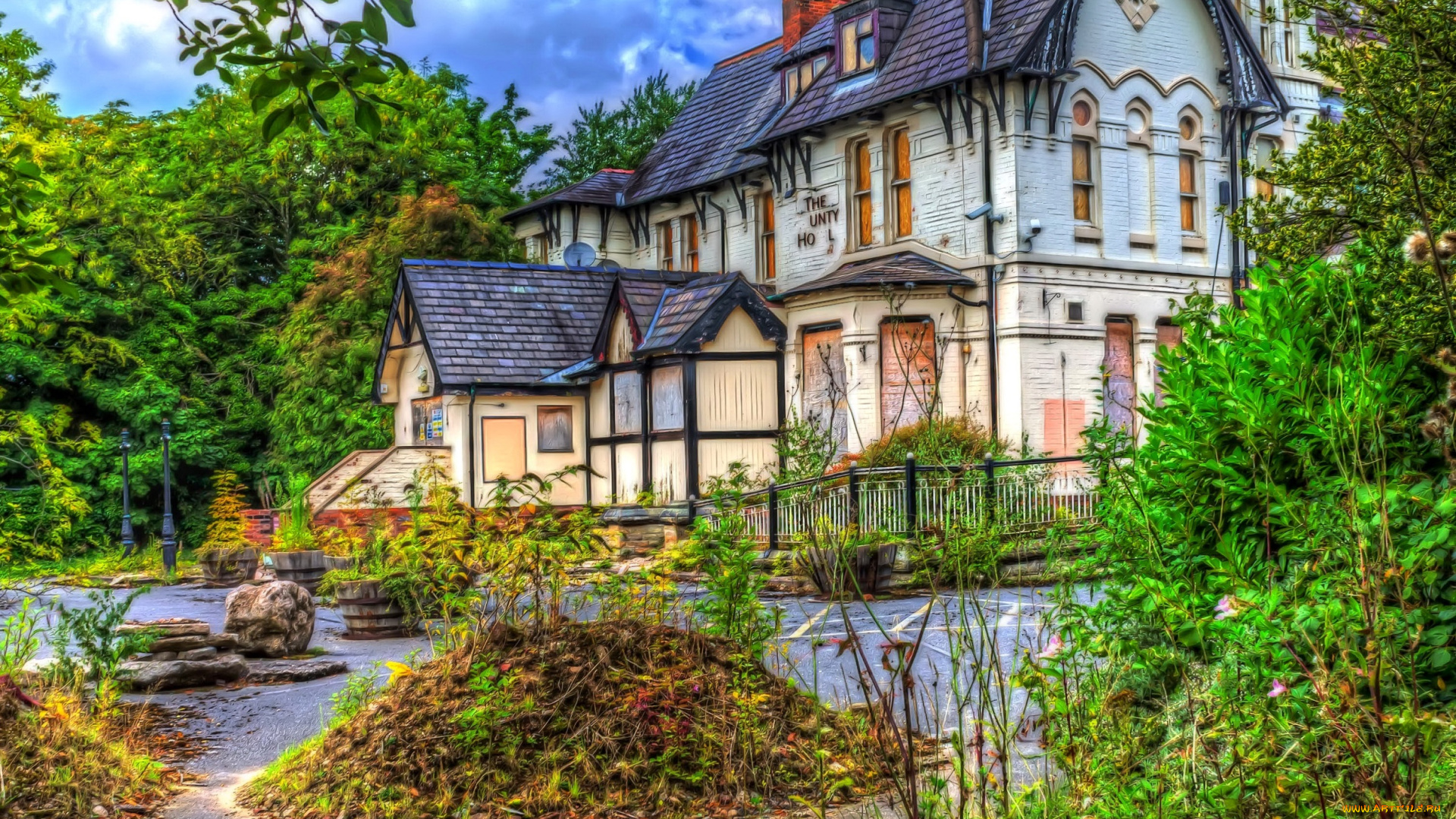 города, -, здания, , дома, обработка, зелень, деревья, отель, дом, англия, alderley, edge