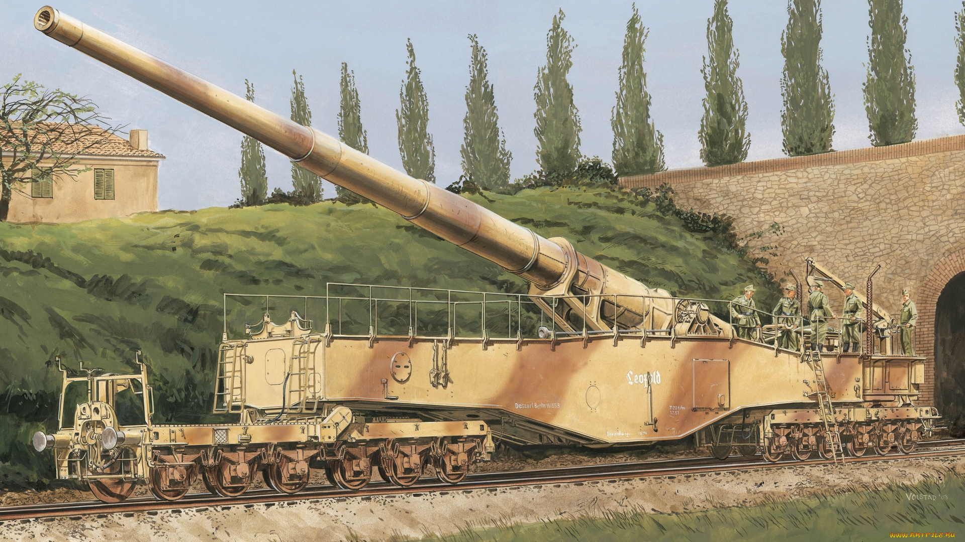 рисованное, армия, пушка