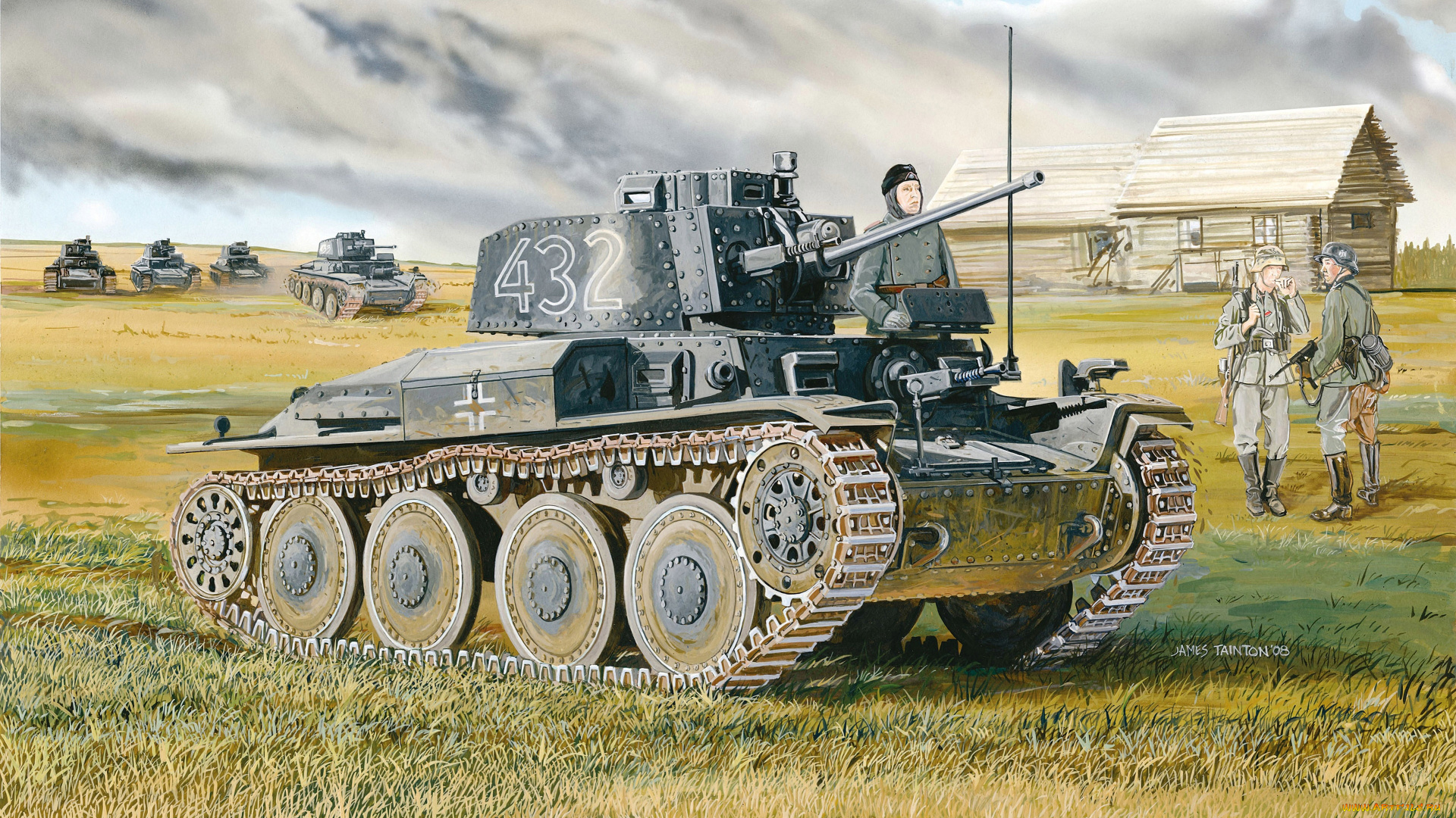 рисованное, армия, танки, поле