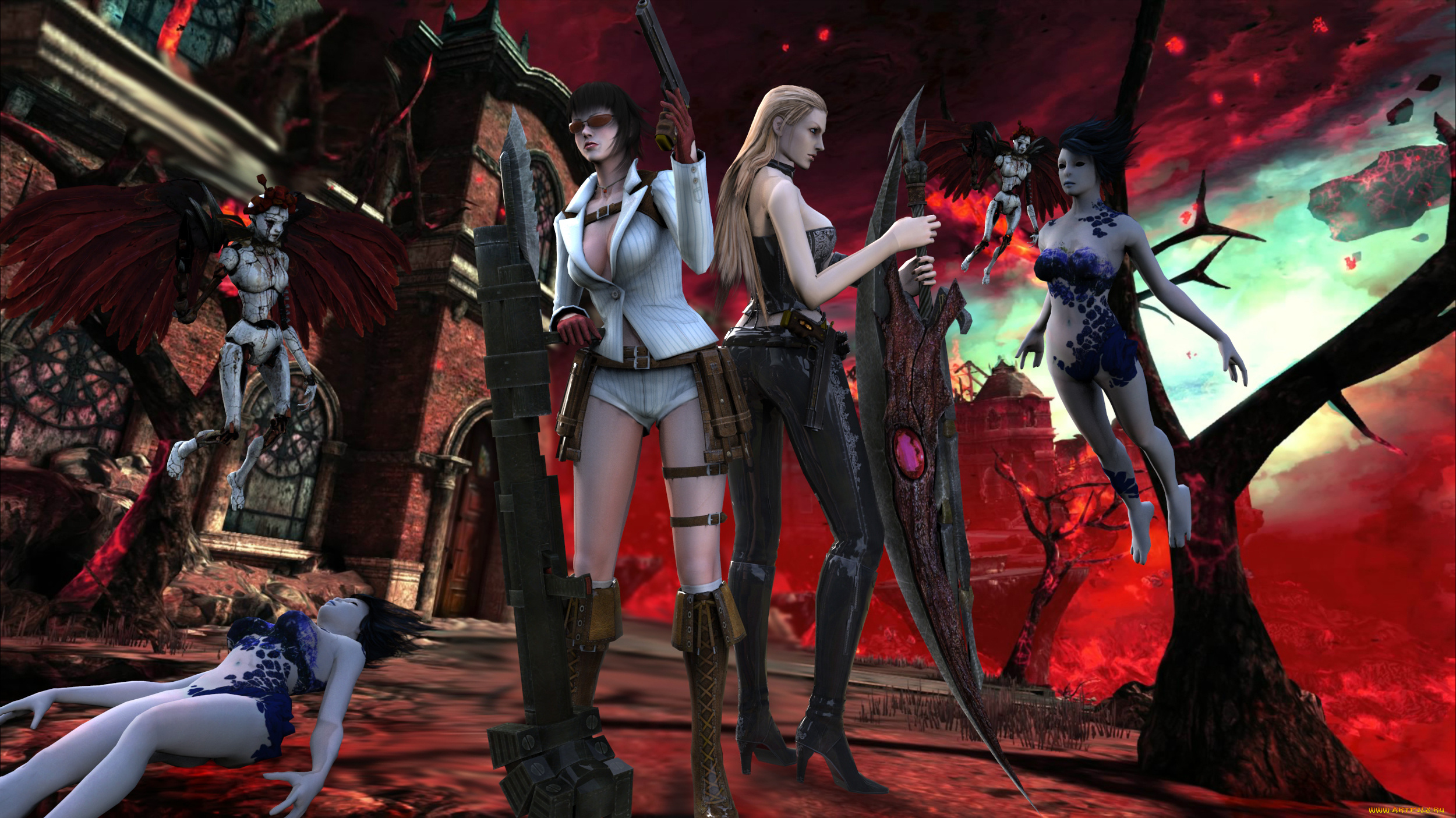 3д, графика, фантазия, , fantasy, фон, взгляд, девушки