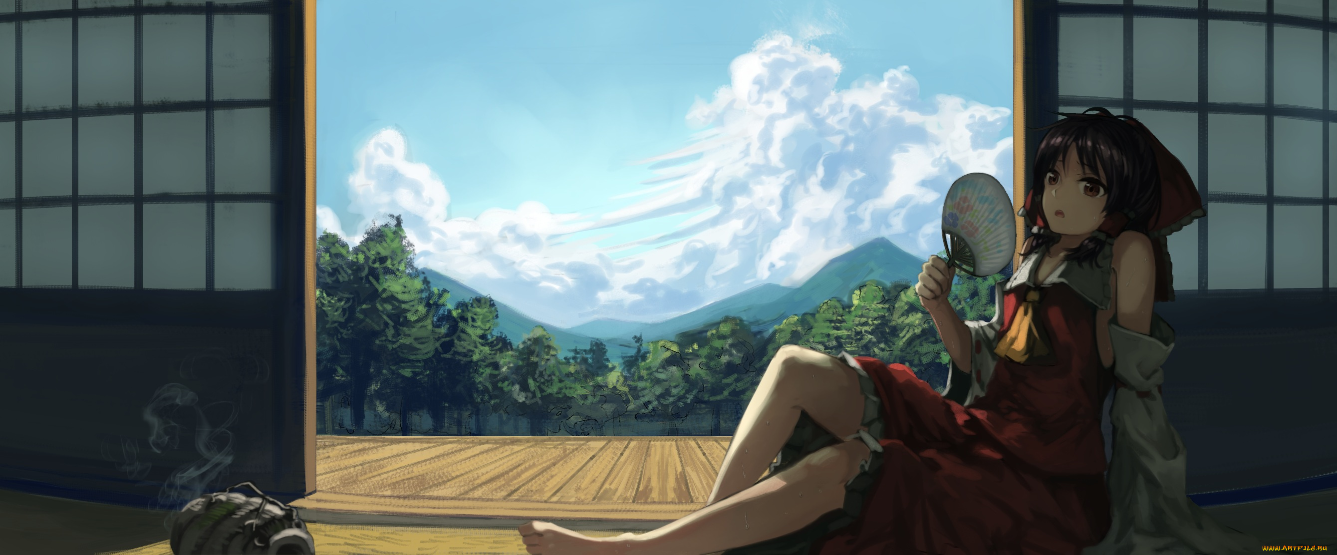 аниме, touhou, hakurei, reimu, berabou, арт, девушка