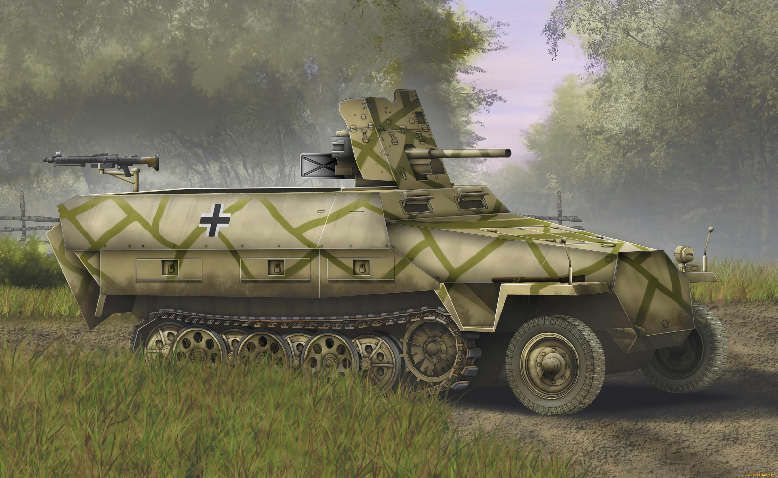 рисованное, армия, фон, бтр