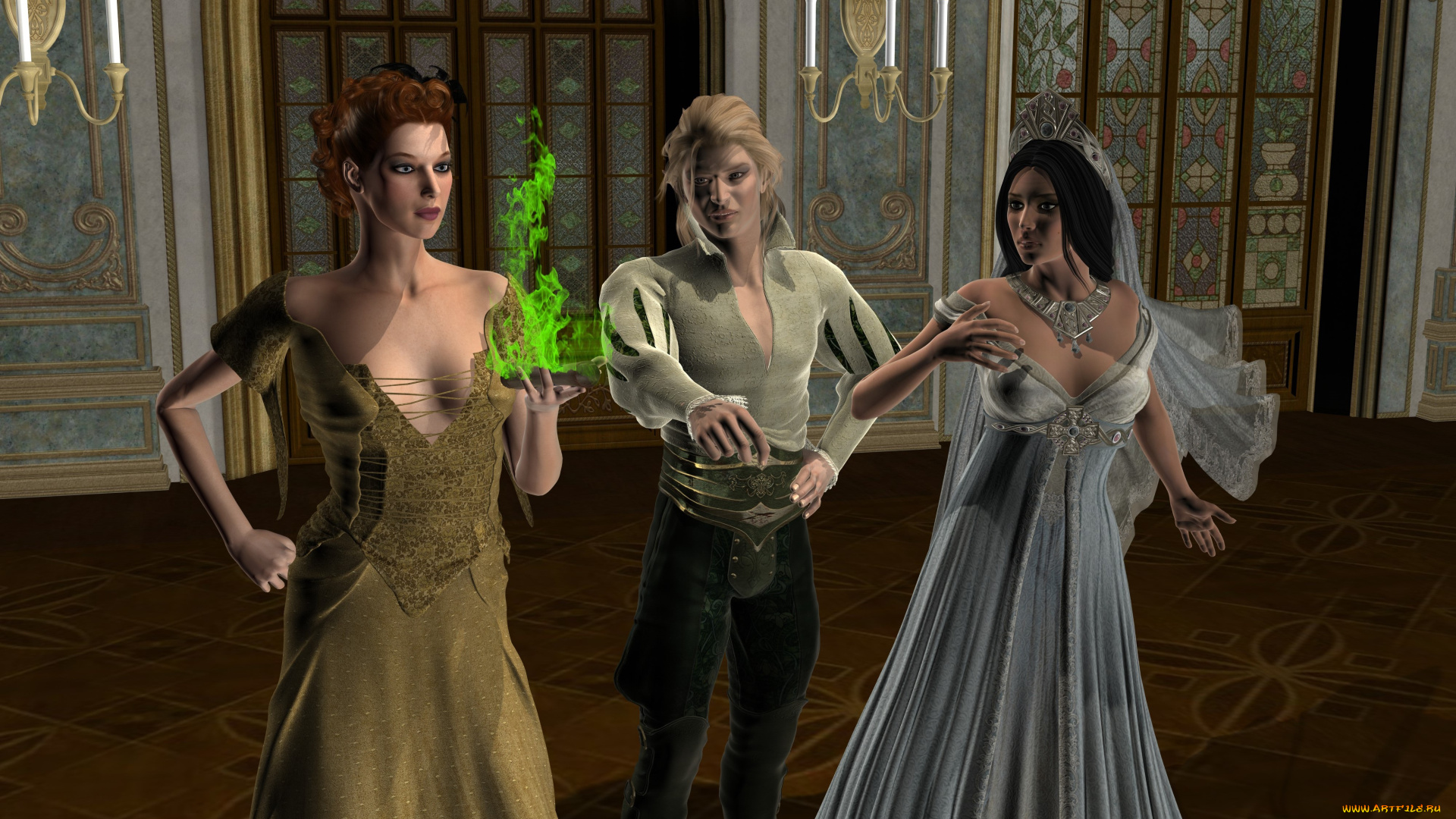 3д, графика, фантазия, , fantasy, девушки, фон, взгляд