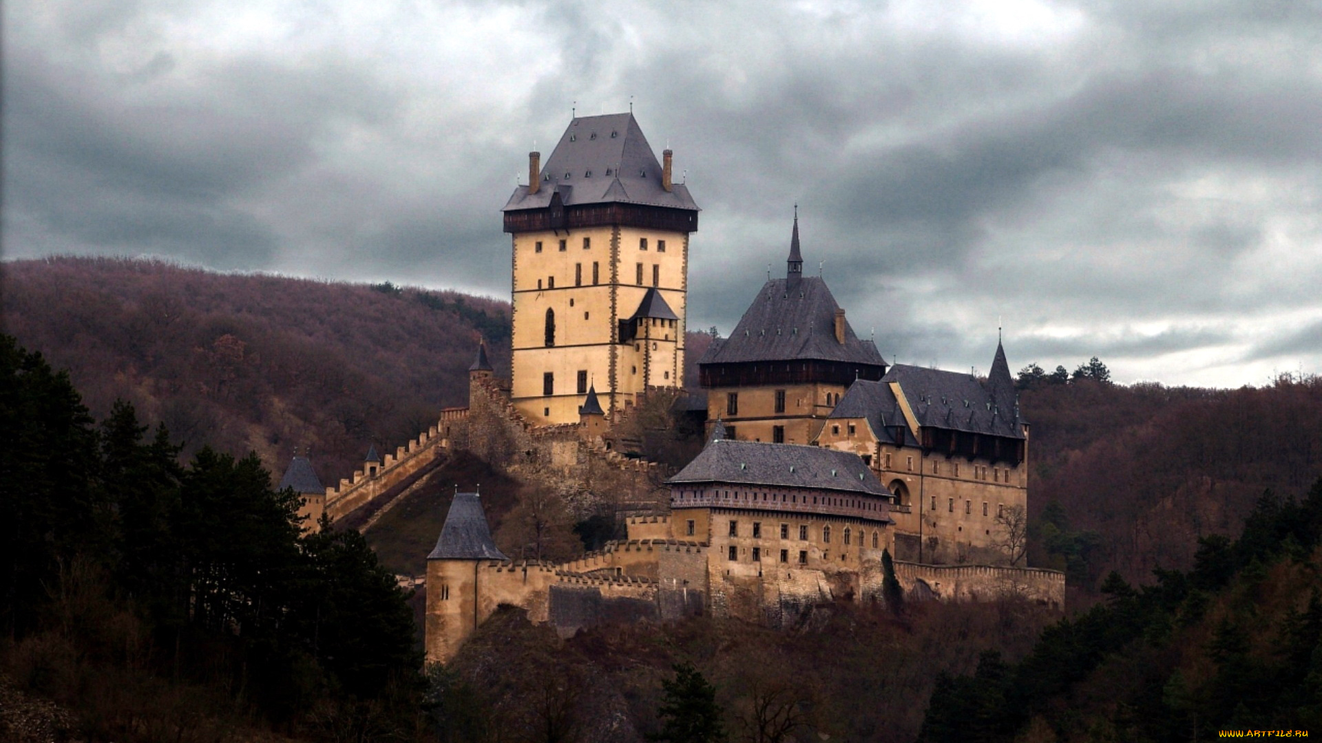 castle, karlstejn, города, замки, Чехии, castle, karlstejn