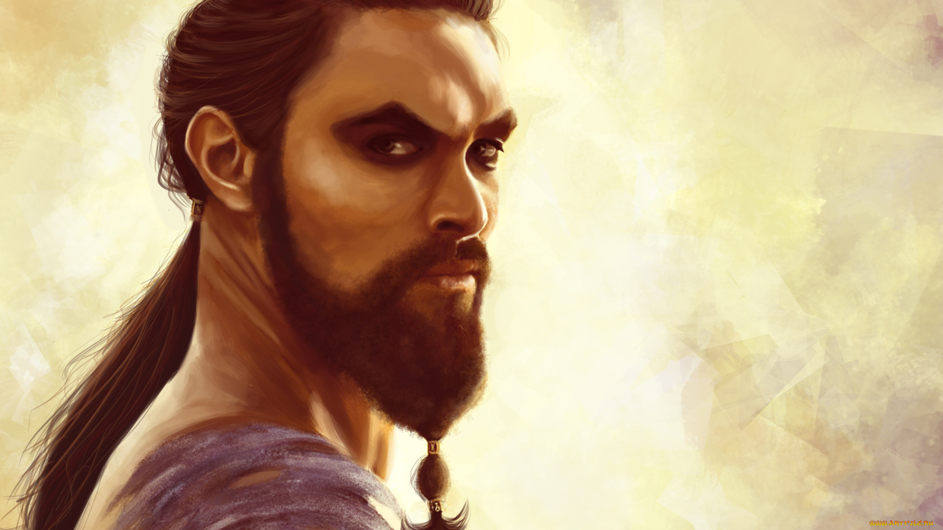 khal, drogo, рисованное, кино, хвост, взгляд, фон, мужчина