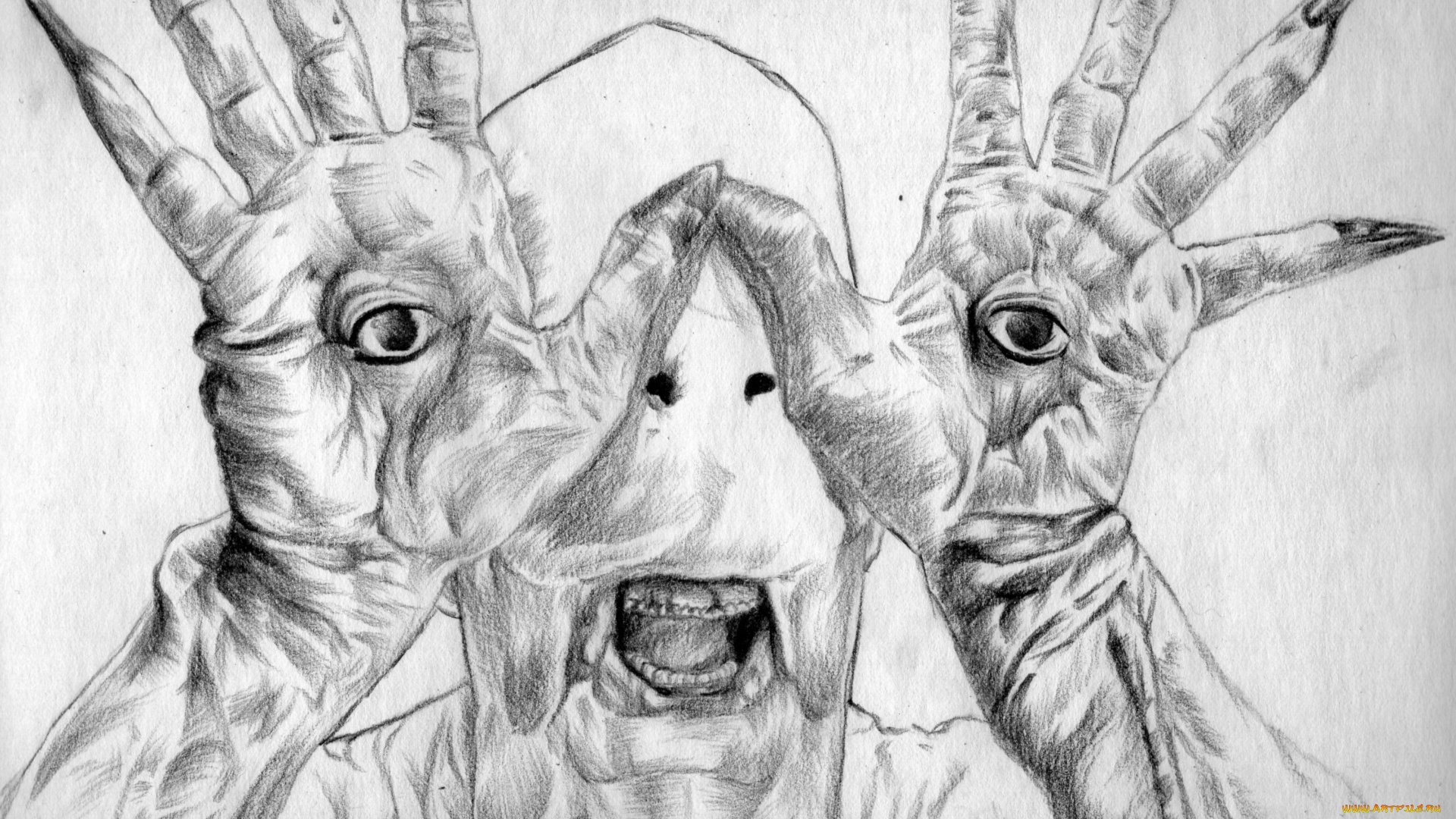 рисованное, кино, глаза, взгляд, существо, фон