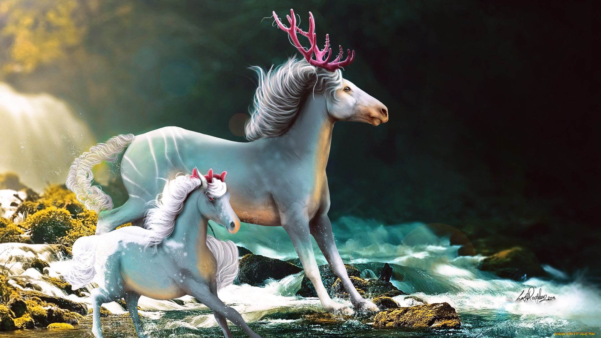 рисованное, животные, , сказочные, , мифические, жеребенок, лошадь, природа, by, i-mi, фэнтази