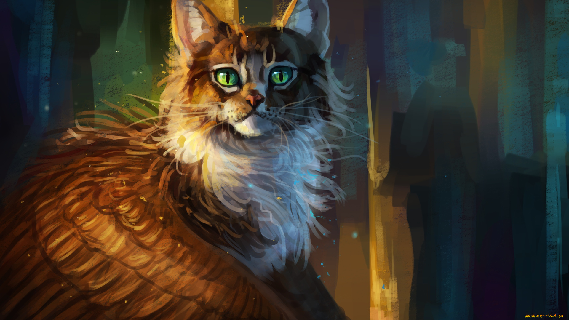 рисованное, животные, , сказочные, , мифические, крылатая, кошка, фэнтези