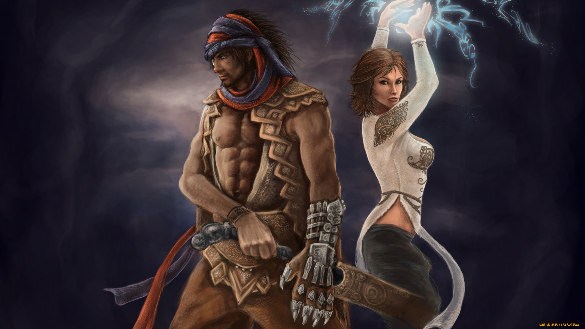 видео, игры, prince, of, persia, , the, shadow, and, the, flame, меч, фон, мужчина, униформа, девушка