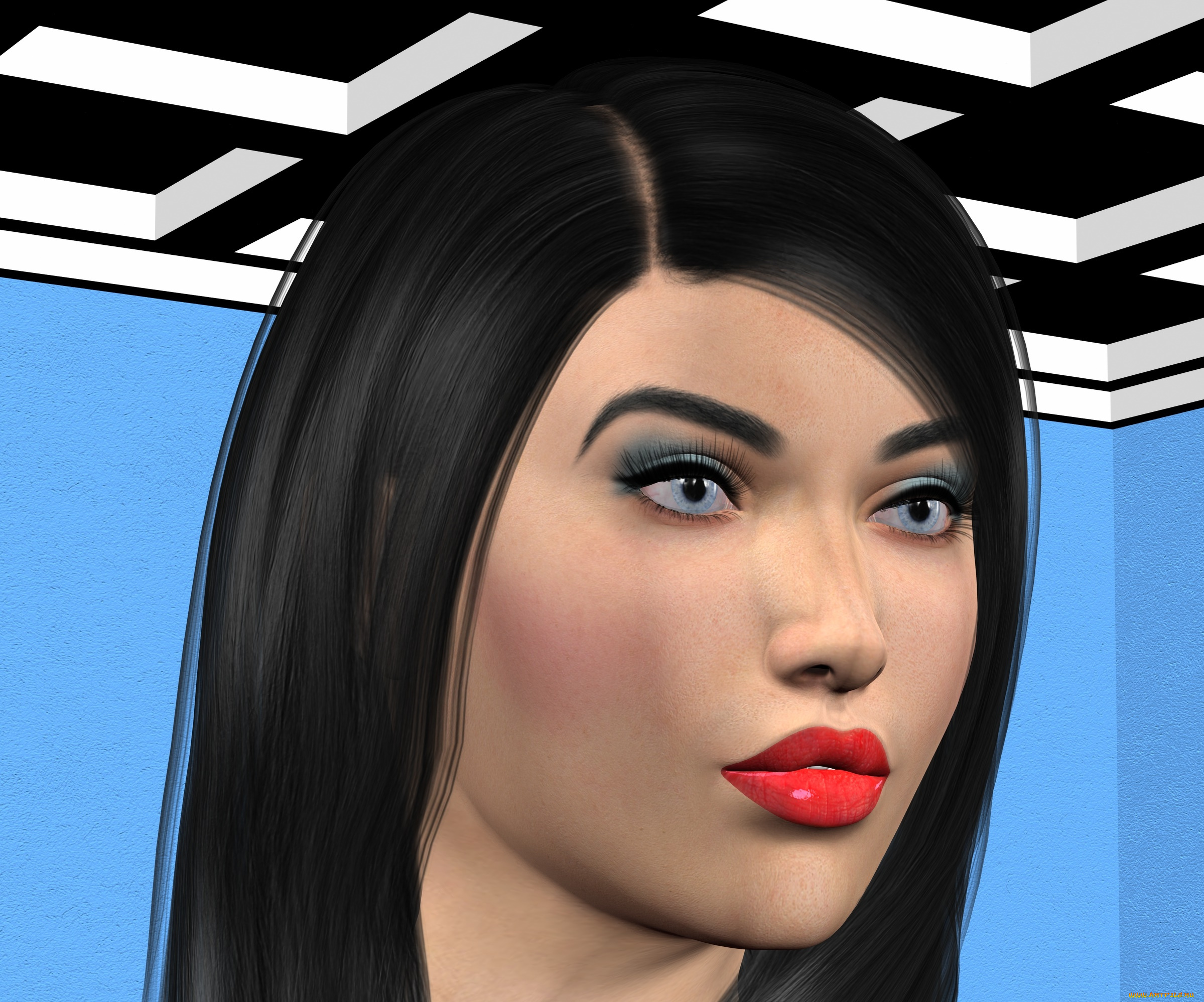 3д, графика, портрет, , portraits, фон, взгляд, девушка