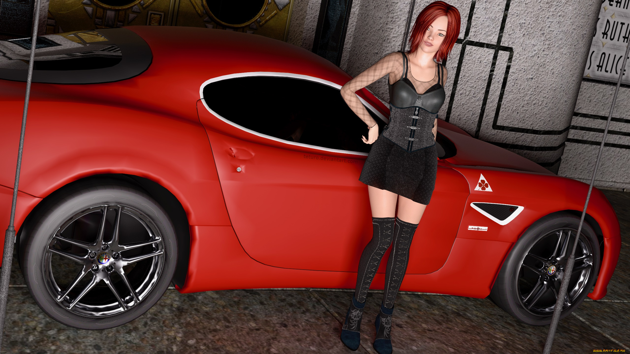 3д, графика, люди-авто, мото, , people-, car, , , moto, взгляд, фон, автомобиль, девушка