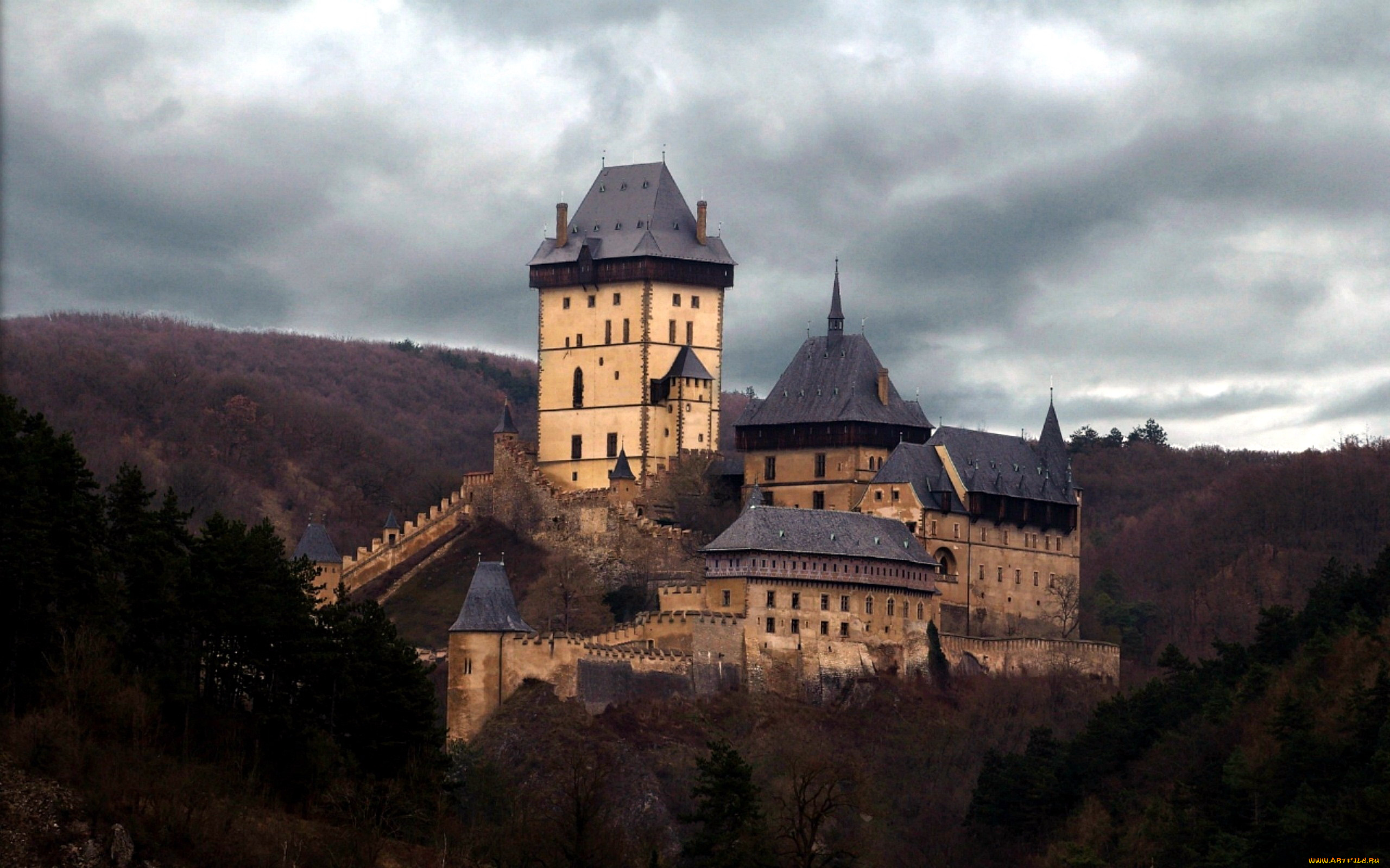 castle, karlstejn, города, замки, Чехии, castle, karlstejn