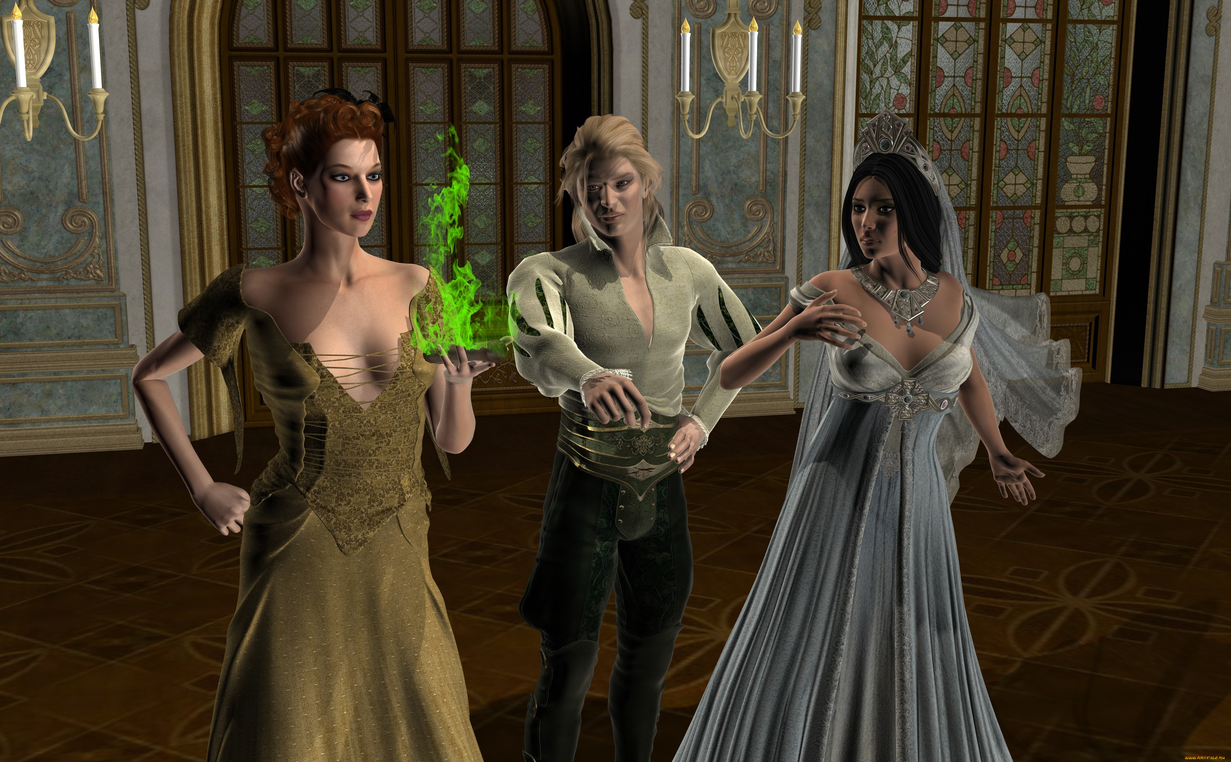 3д, графика, фантазия, , fantasy, девушки, фон, взгляд