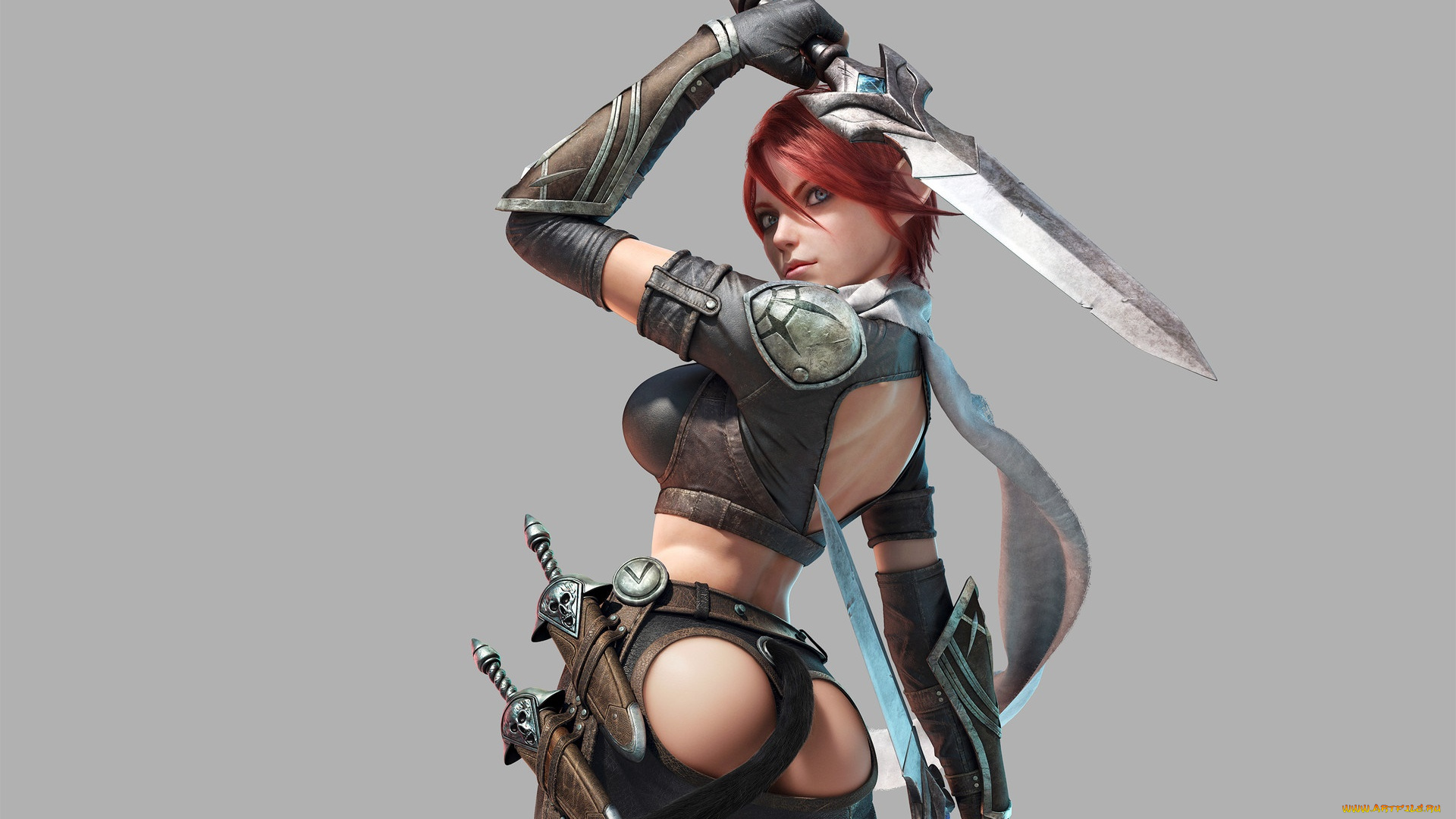 3д, графика, эльфы, , elves, оружие, фон, взгляд, эльфийка