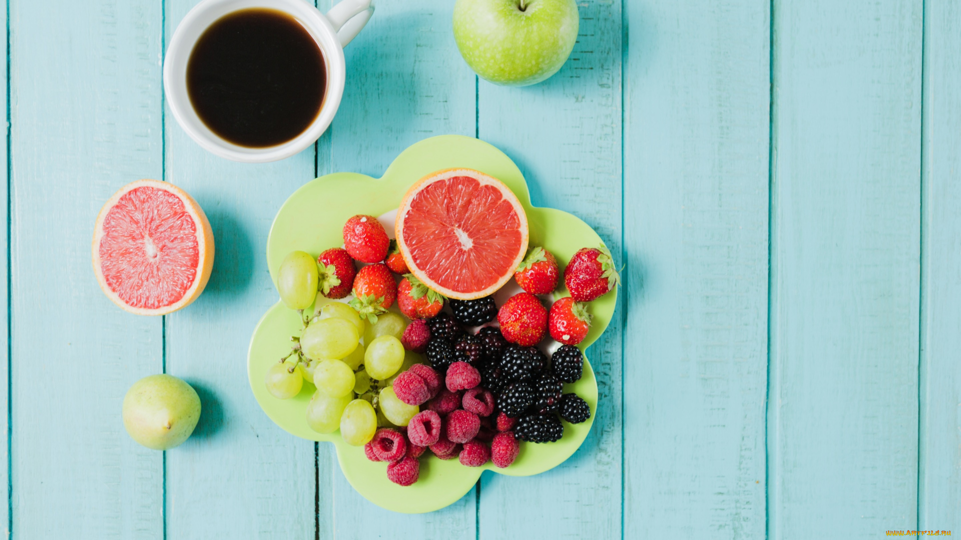 еда, фрукты, , ягоды, ягоды, кофе, виноград, завтрак
