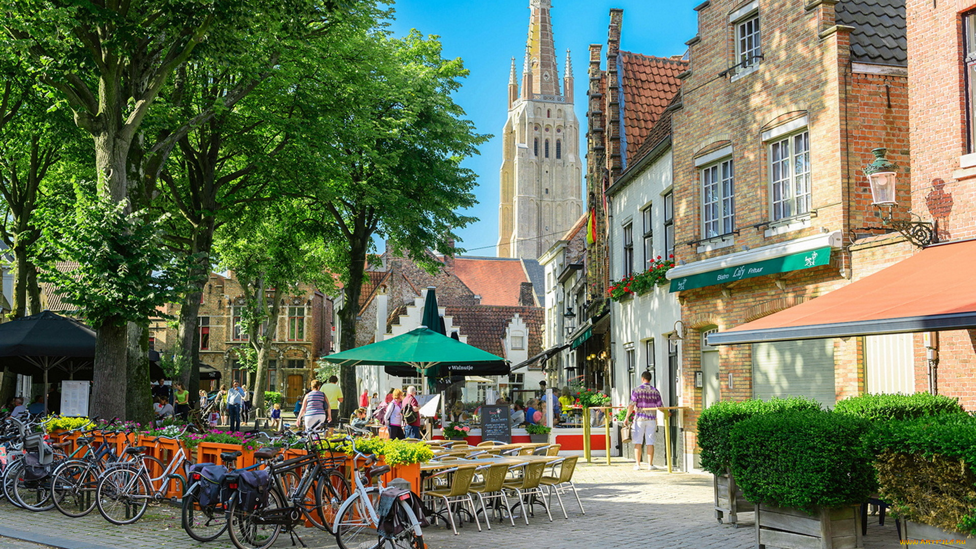 города, брюгге, , бельгия, улица, кафе, прохожие