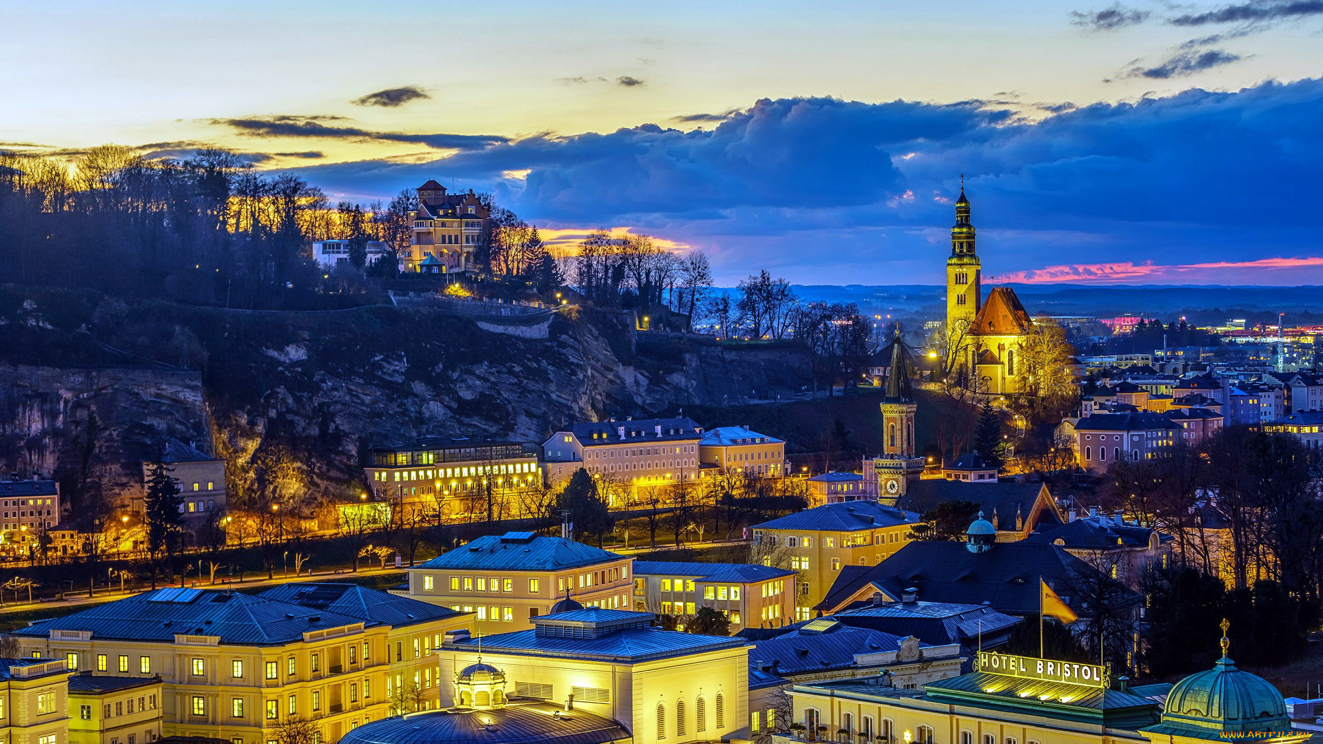 города, зальцбург, , австрия, панорама