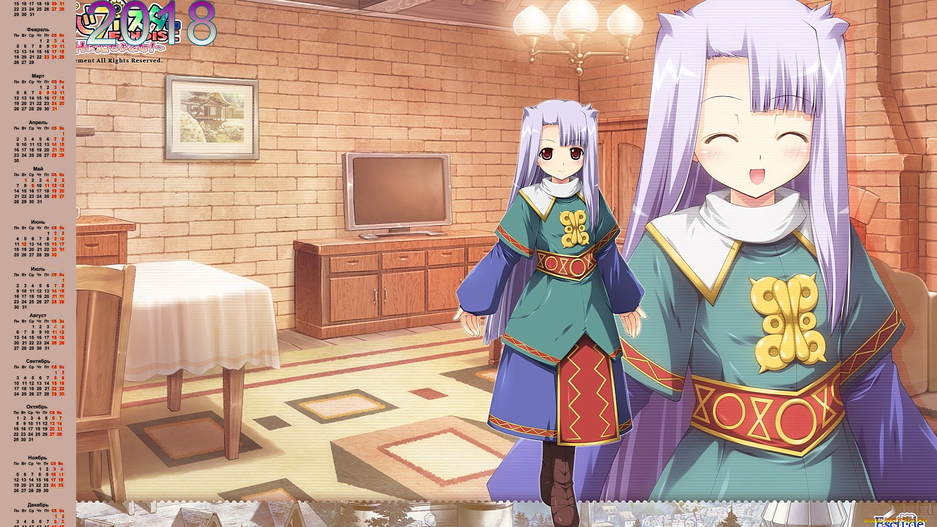 календари, аниме, эмоции, мебель, девочка, 2018