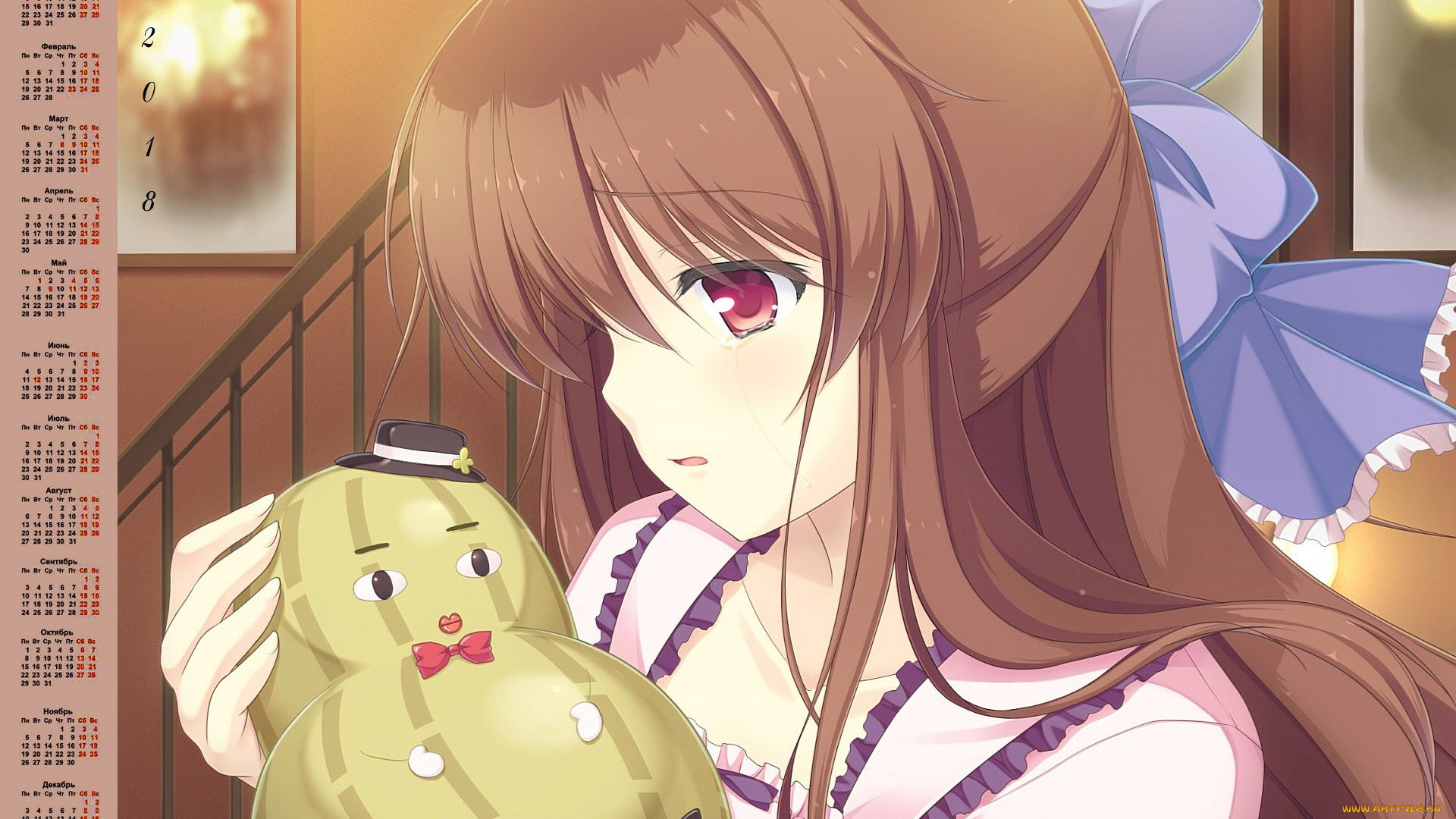 календари, аниме, профиль, девочка, 2018, бант