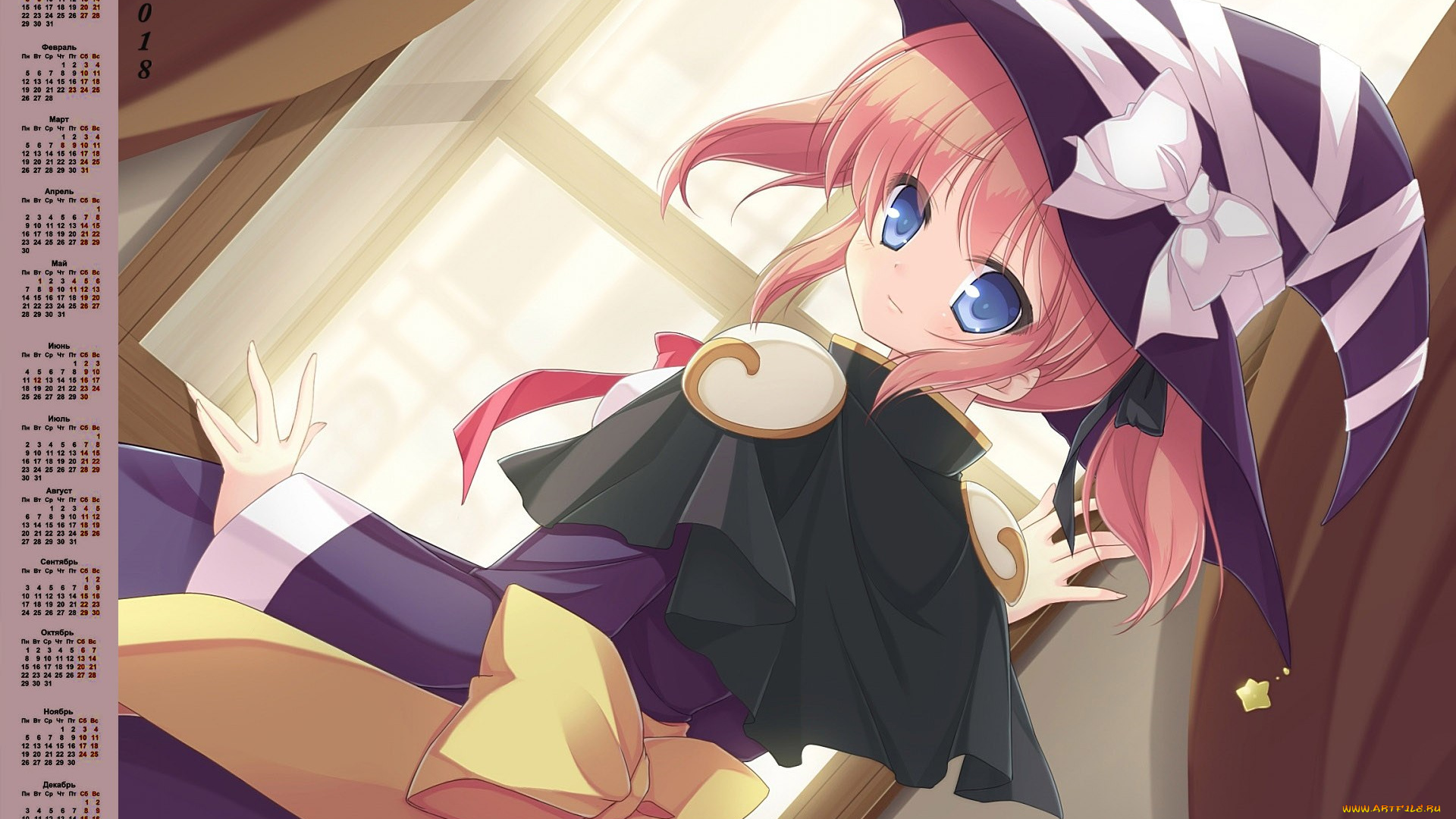 календари, аниме, шляпа, девушка, 2018