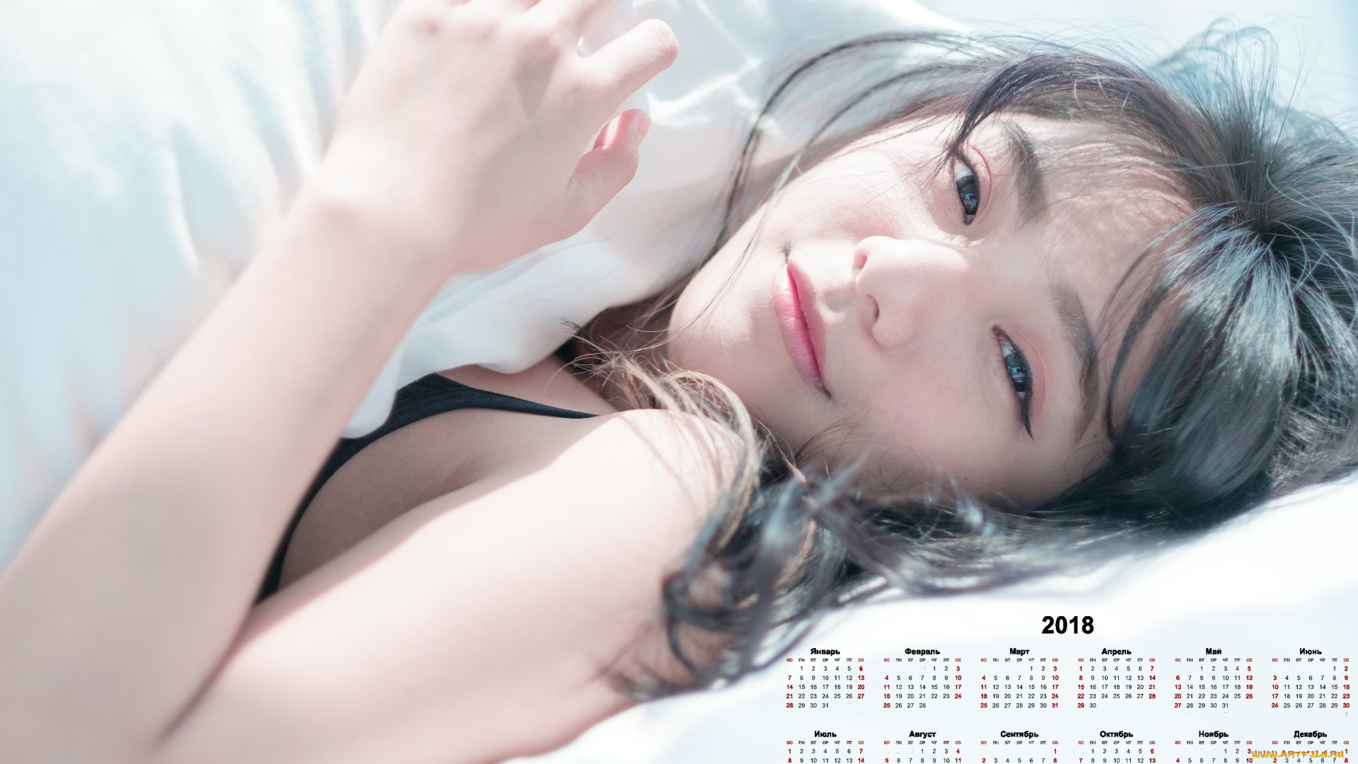 календари, девушки, лицо, взгляд, 2018