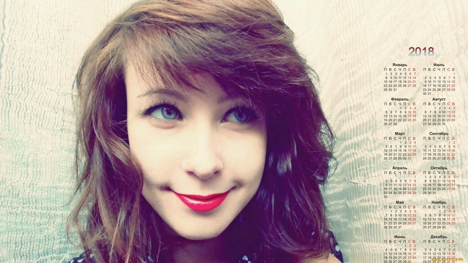 календари, девушки, улыбка, лицо, 2018, взгляд