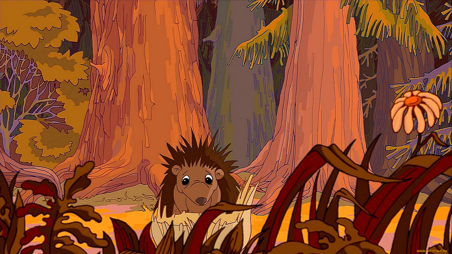 рисованное, животные, , ежи, растения