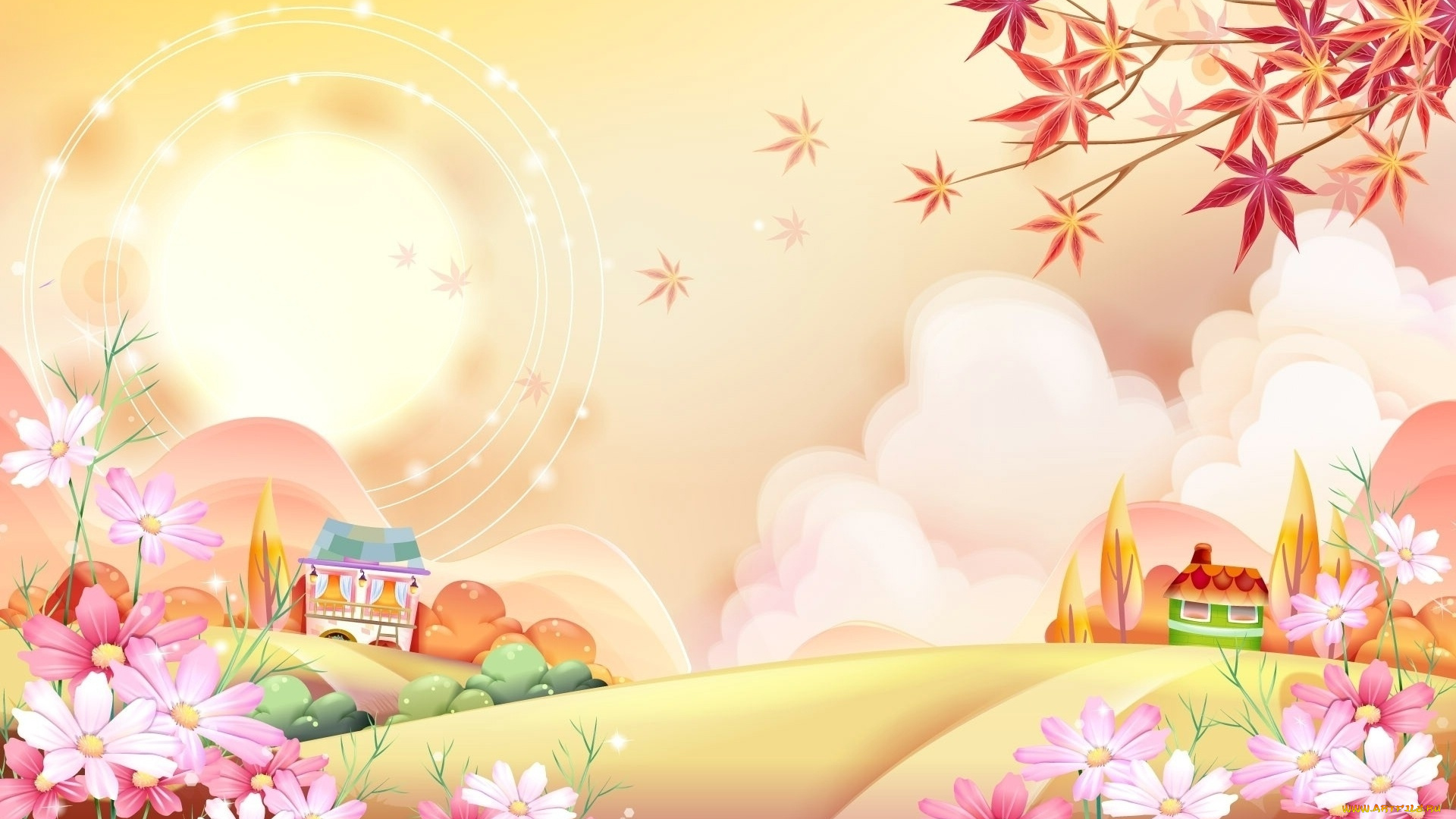 векторная, графика, цветы, , flowers, фон, цветы