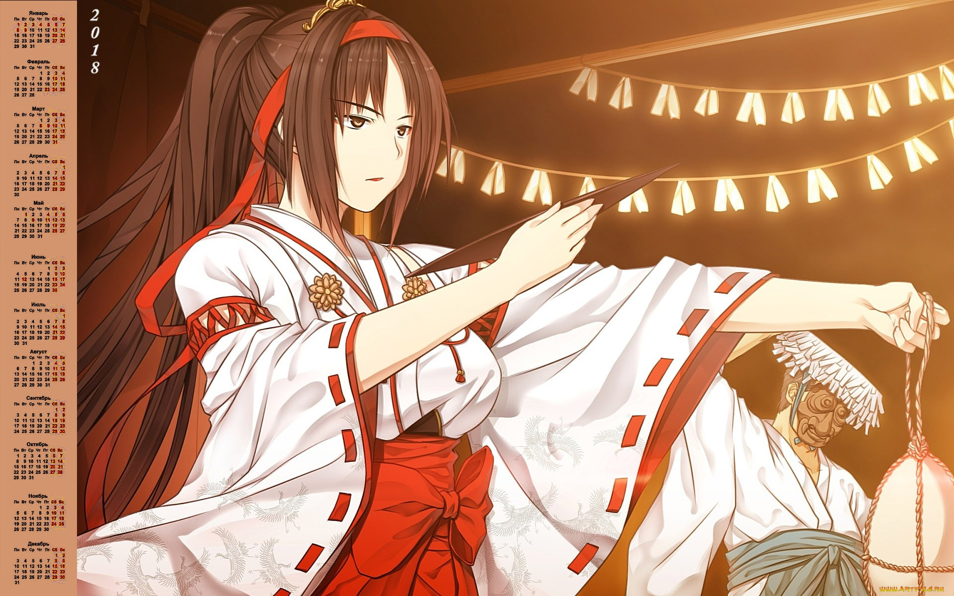 календари, аниме, кимоно, 2018, девушка