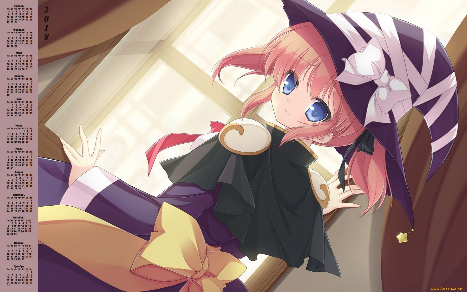 календари, аниме, шляпа, девушка, 2018