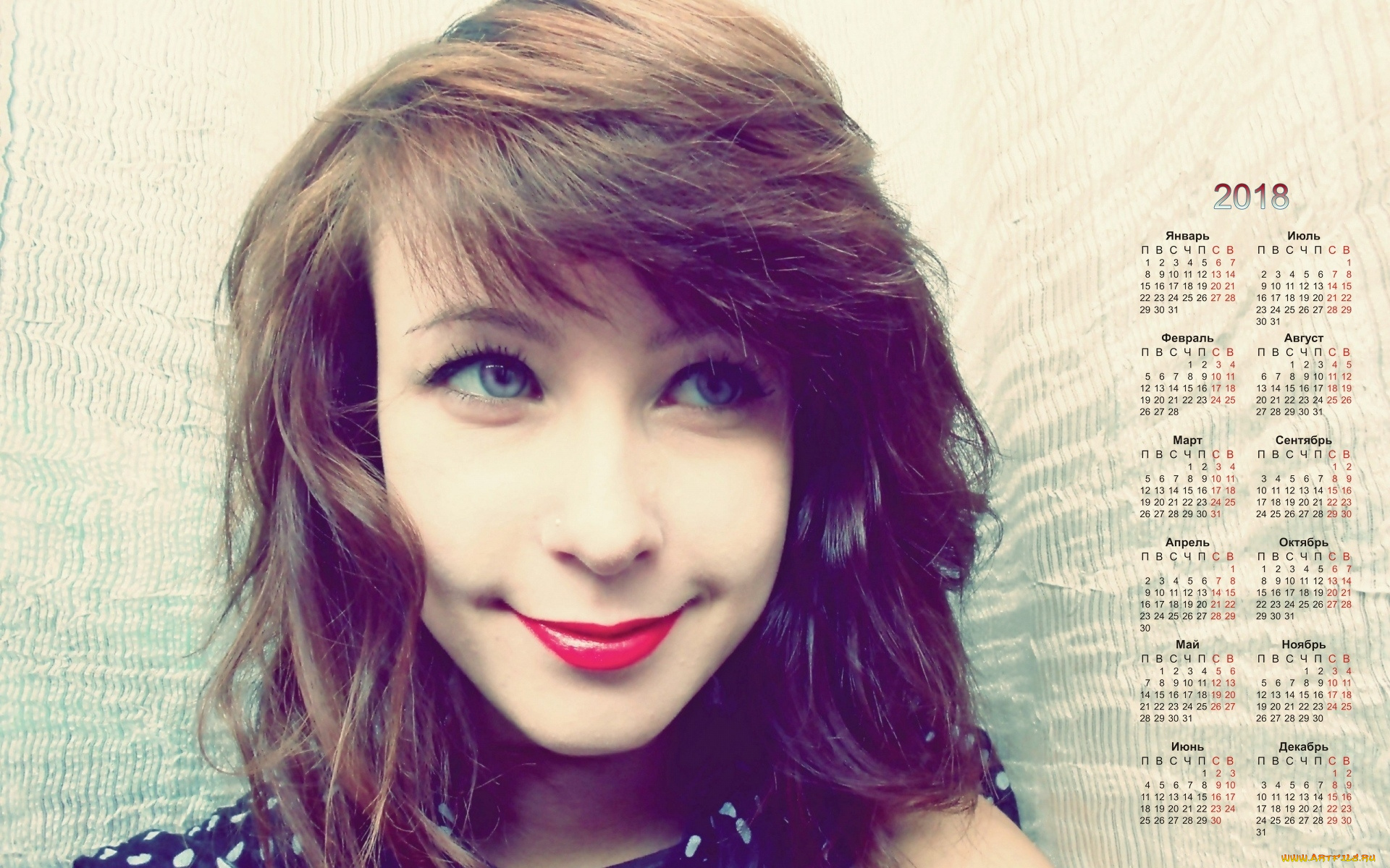 календари, девушки, улыбка, лицо, 2018, взгляд