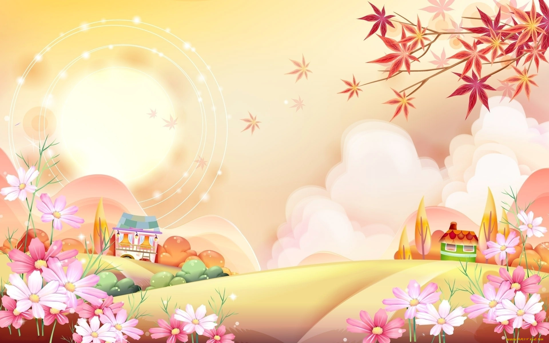 векторная, графика, цветы, , flowers, фон, цветы