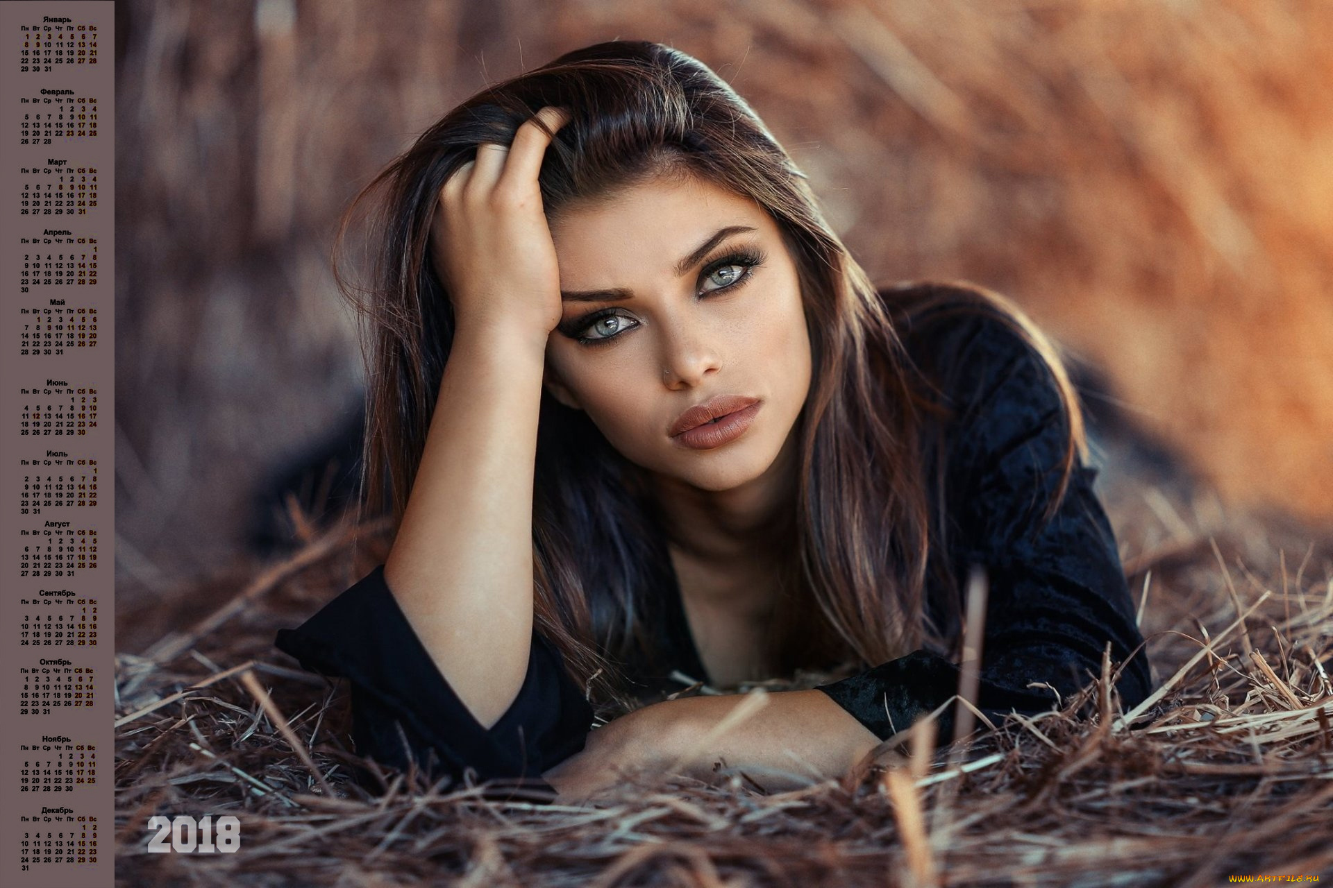 календари, девушки, макияж, 2018, взгляд