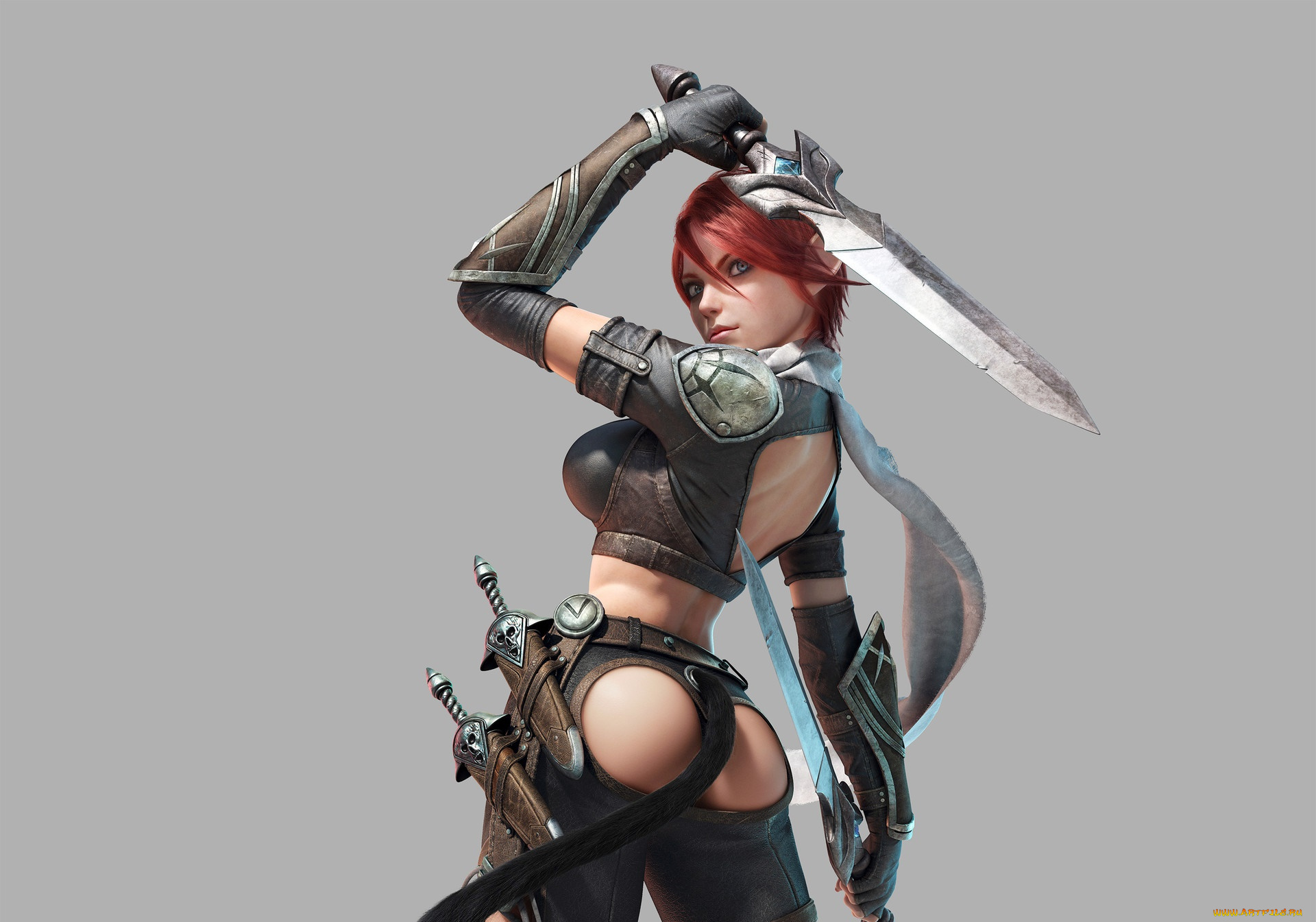 3д, графика, эльфы, , elves, оружие, фон, взгляд, эльфийка