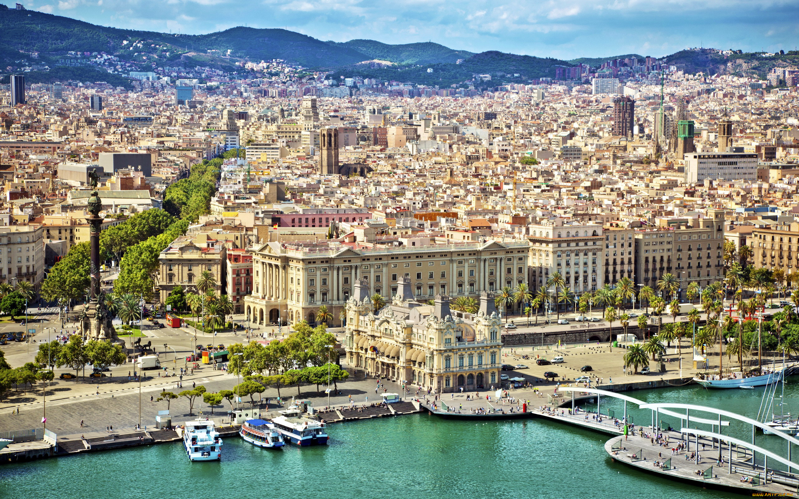 города, барселона, , испания, панорама