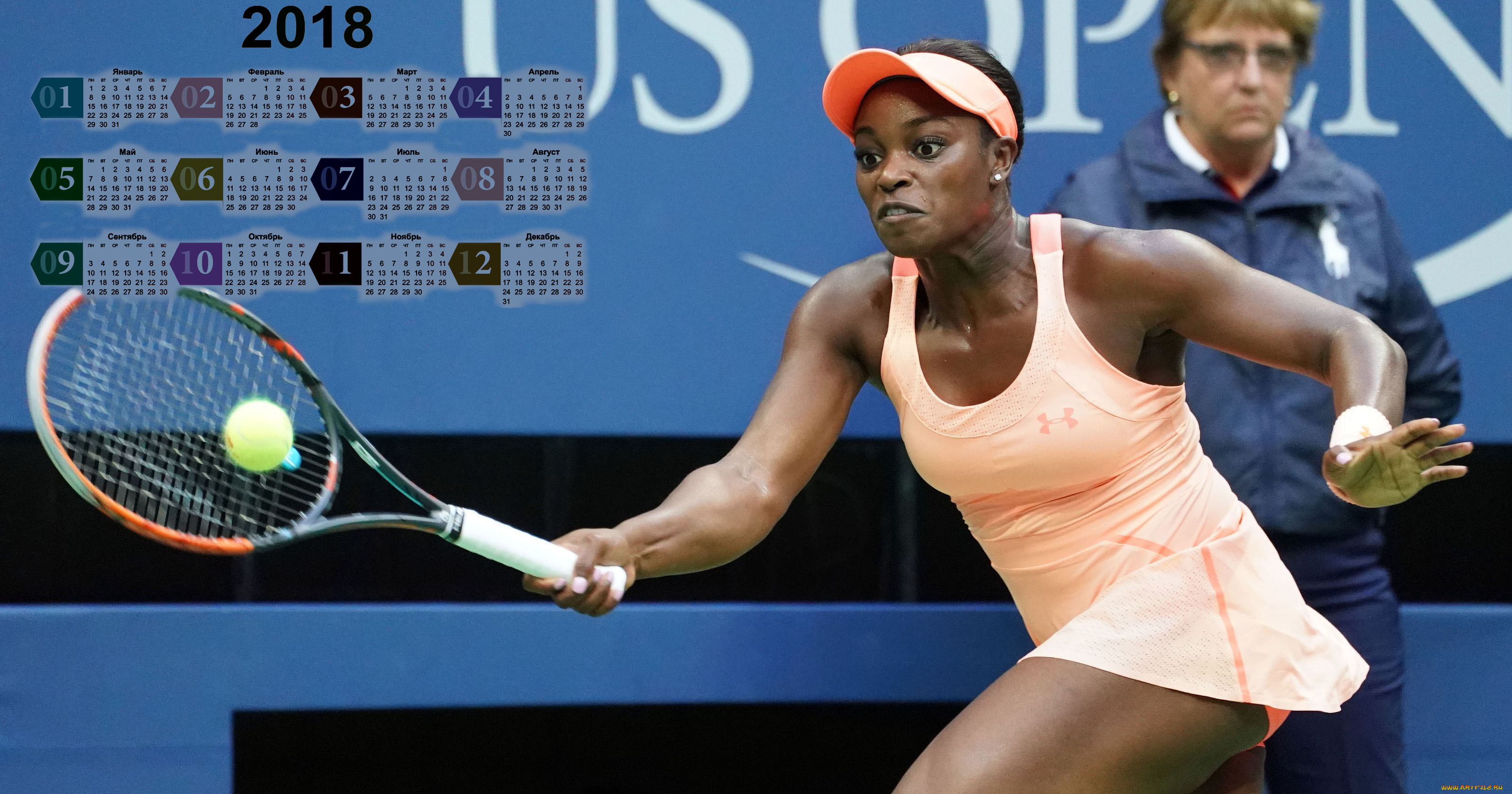 календари, спорт, игра, ракетка, эмоции, теннисистка, 2018