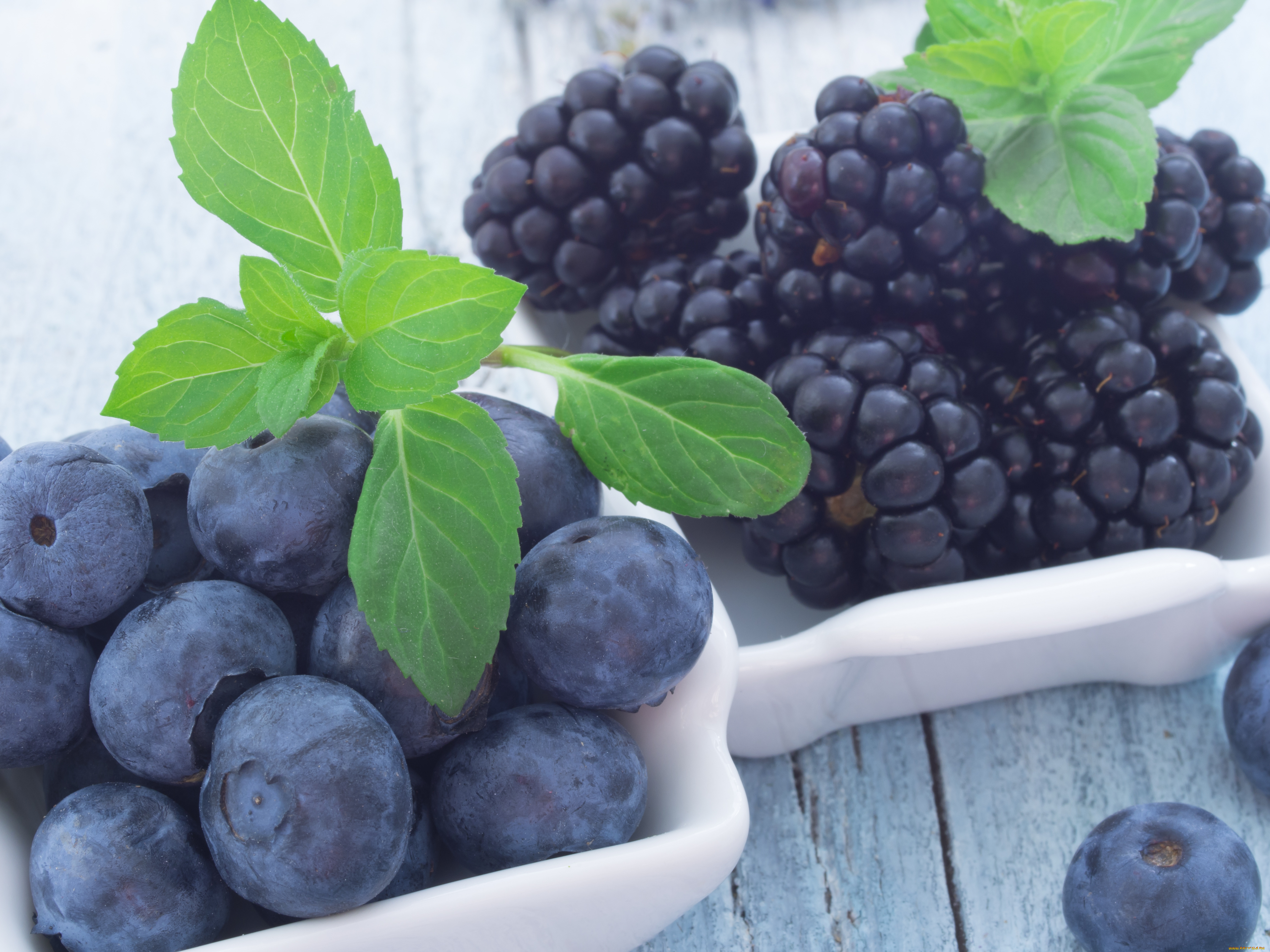 еда, фрукты, , ягоды, ягоды, черника, ежевика, листья, мяты, малина