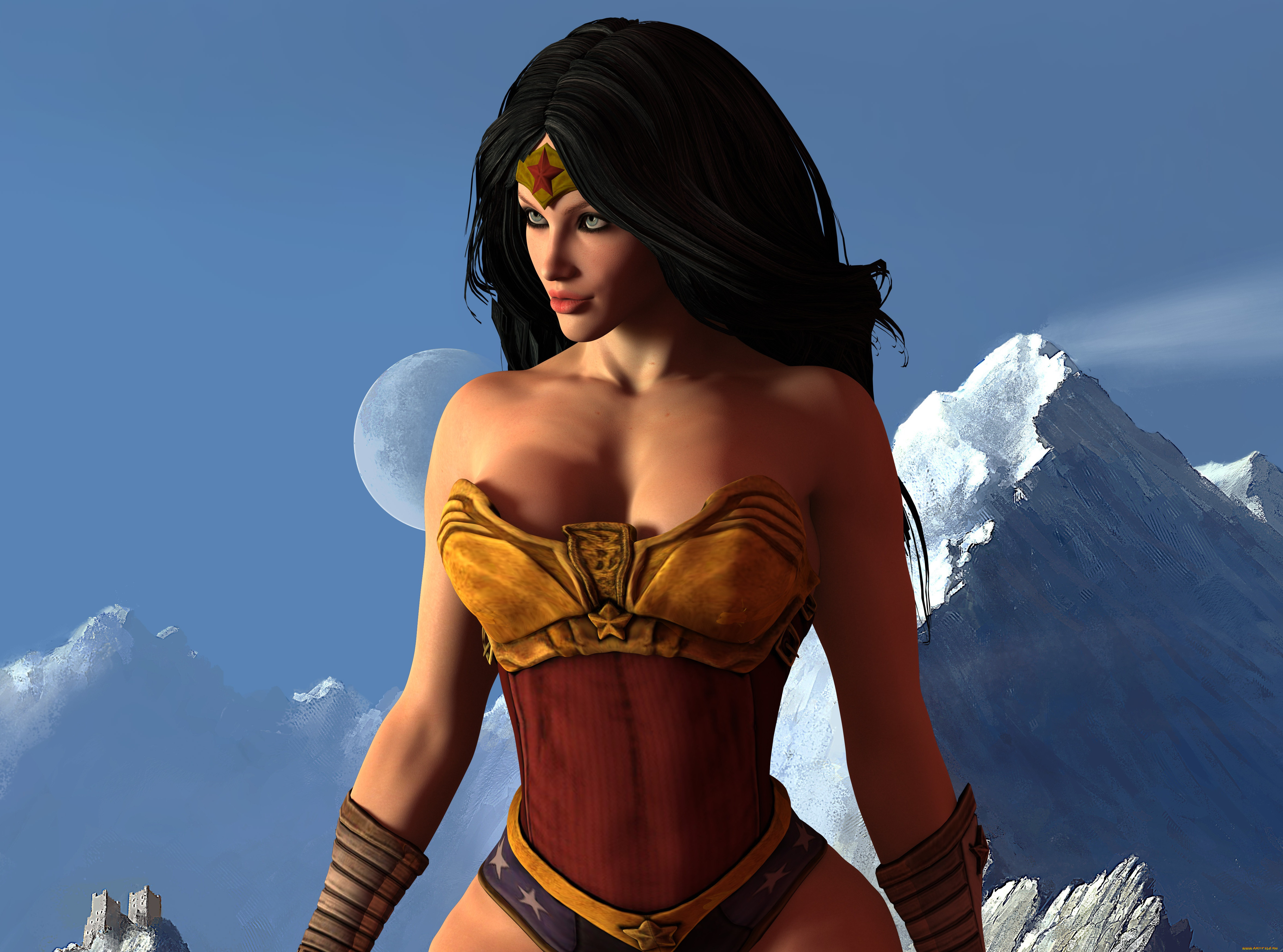 3д, графика, фантазия, , fantasy, девушка, взгляд, фон