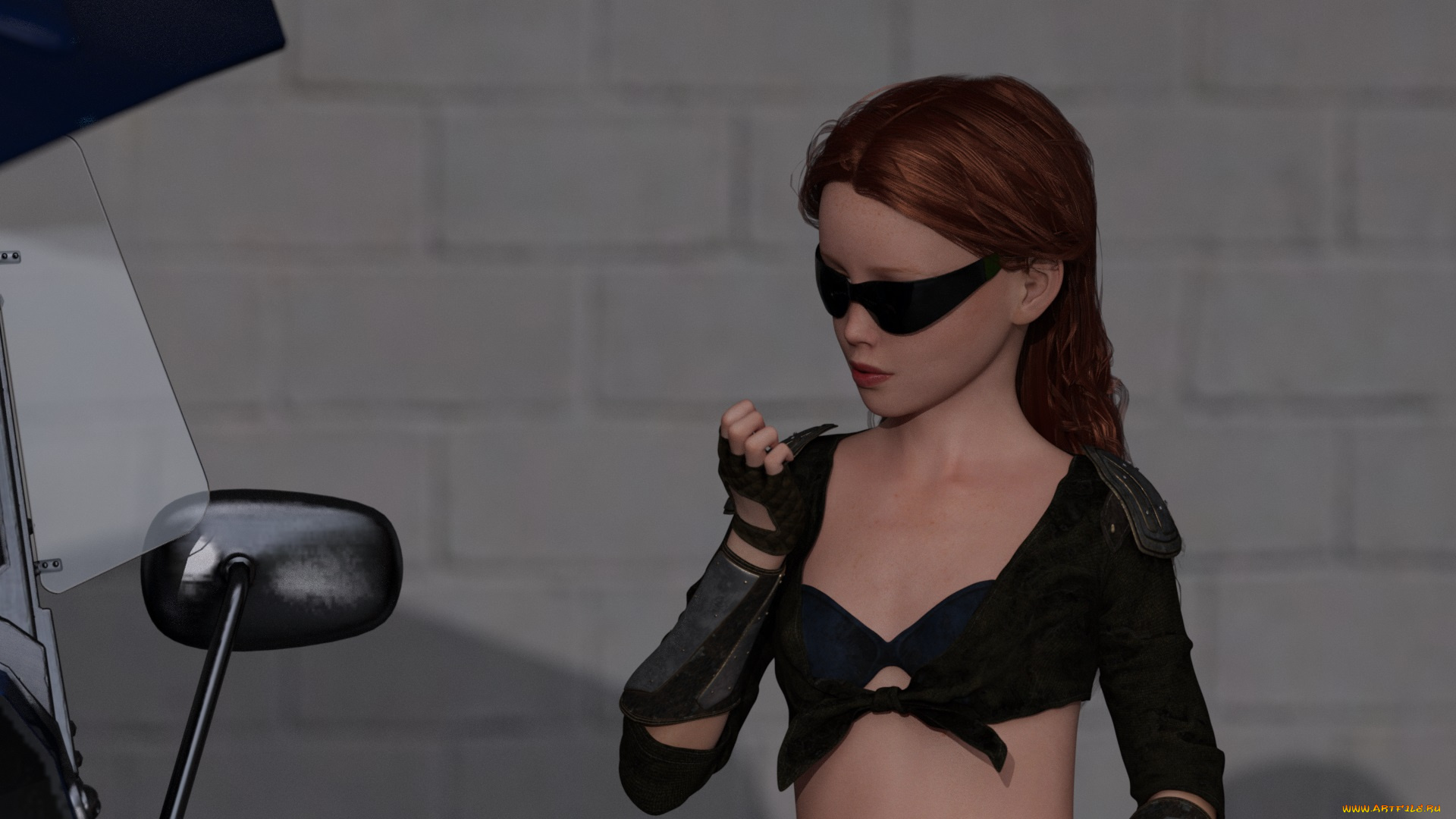 3д, графика, люди-авто, мото, , people-, car, , , moto, девушка, взгляд, фон