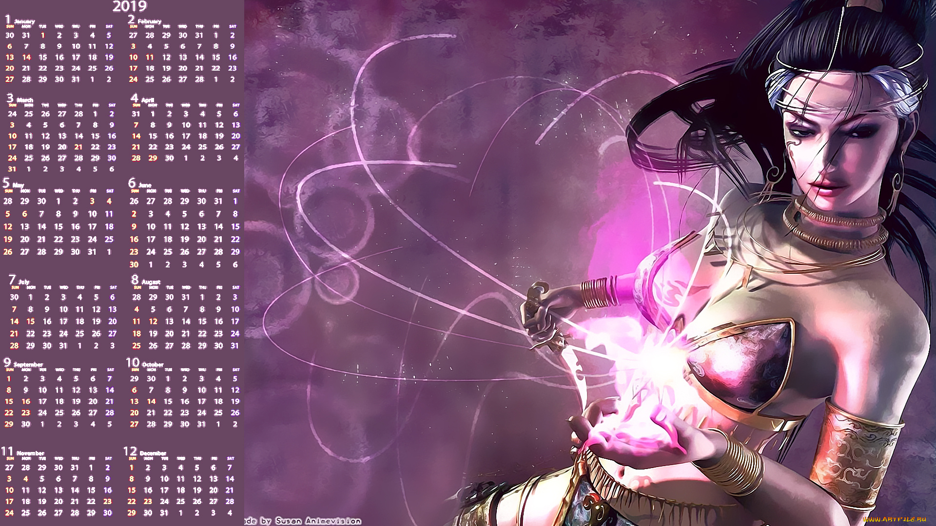 календари, фэнтези, украшения, девушка, магия