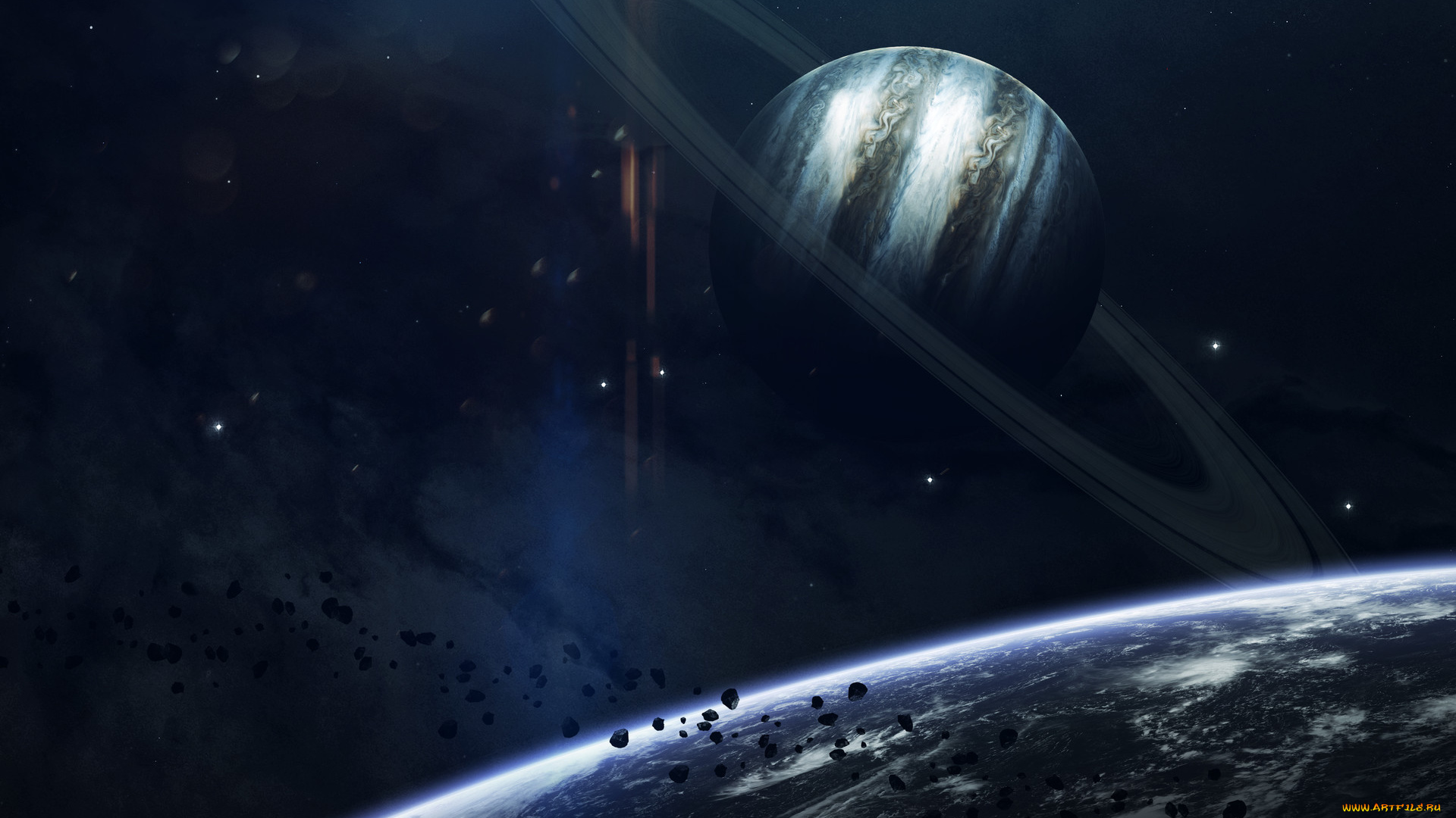 космос, арт, звезды, галактики, вселенная, планеты