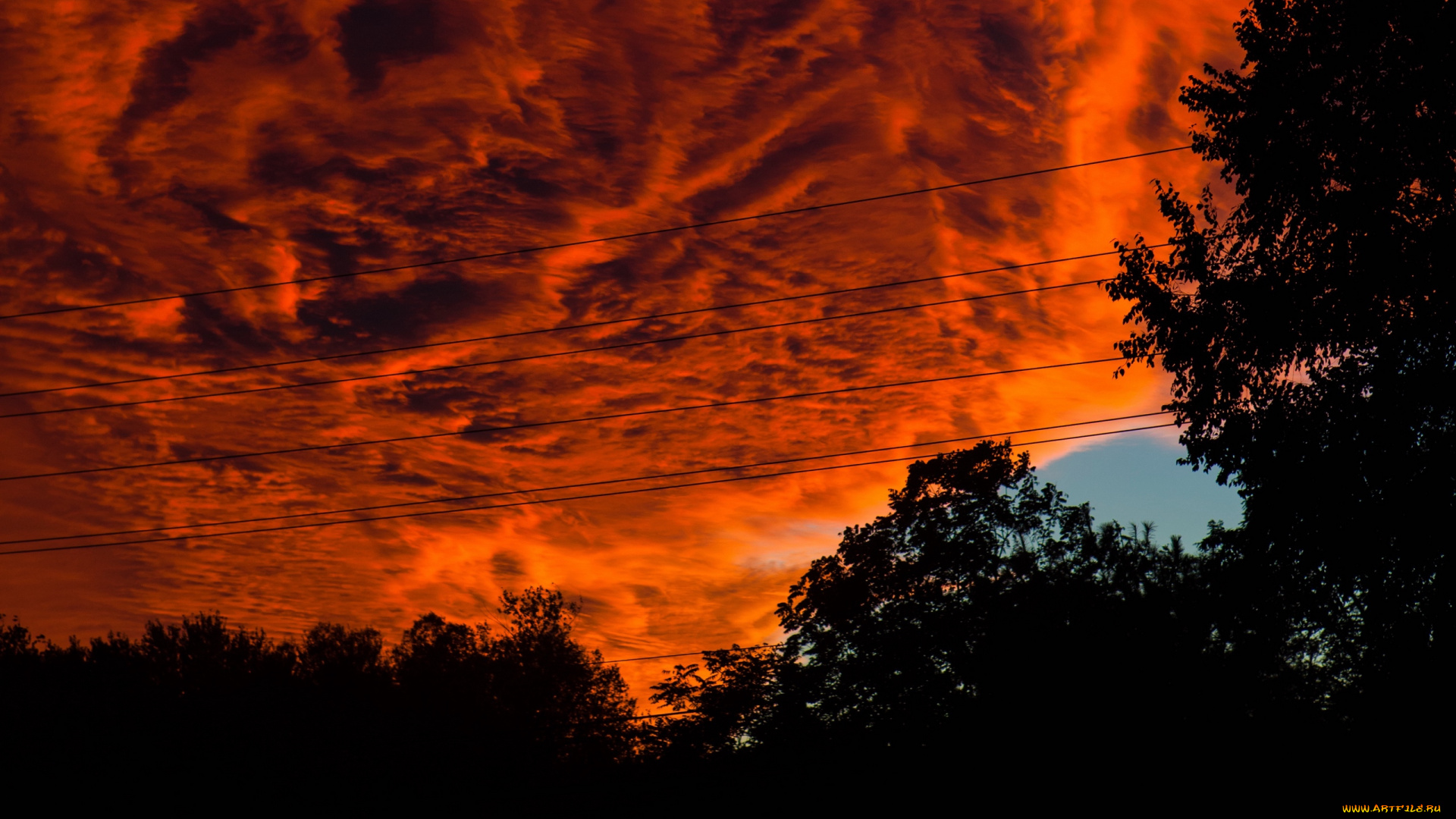 природа, облака, закатные