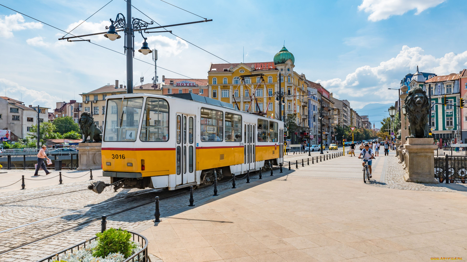 трамвай, техника, трамваи, улица, здания, город, софия